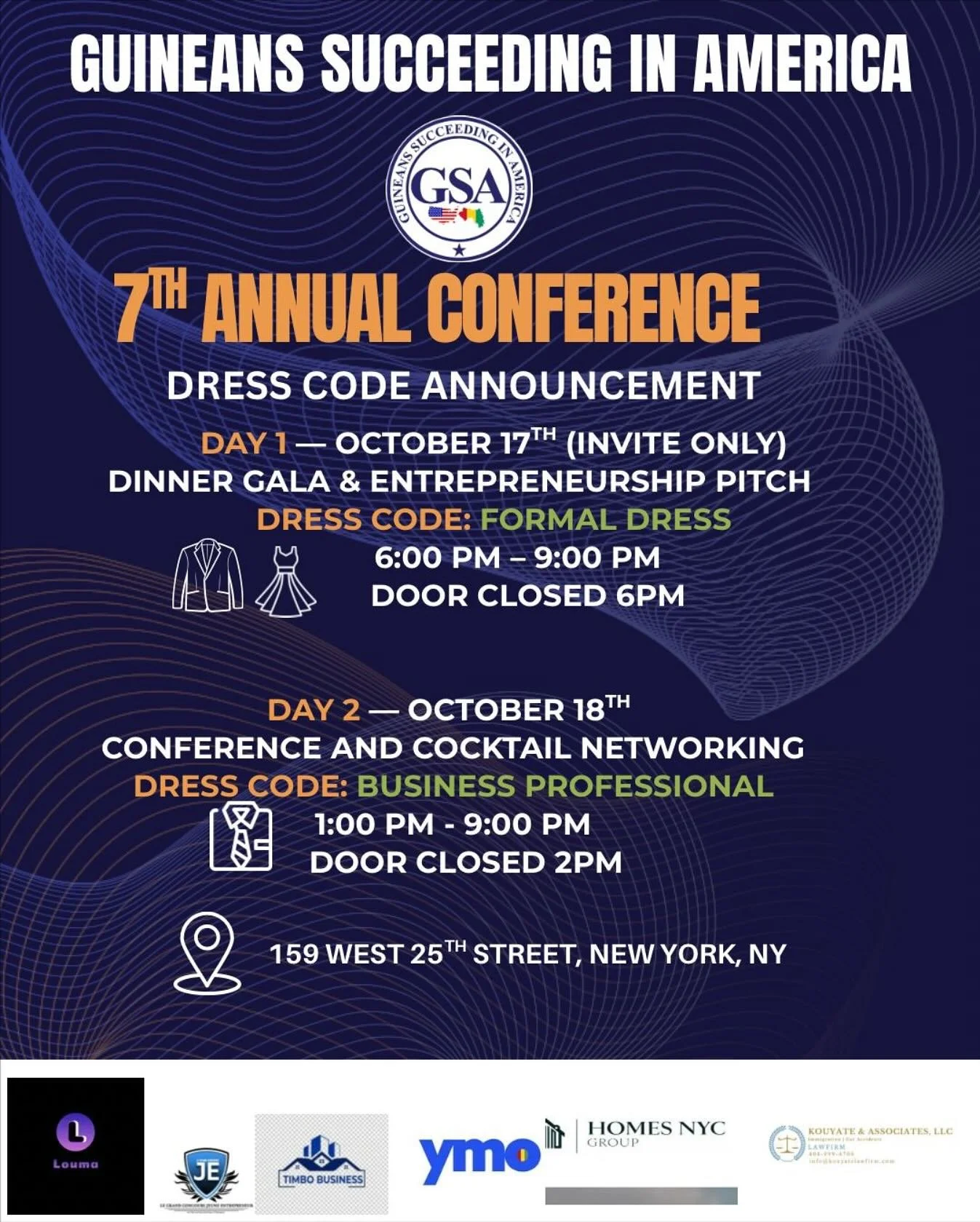 𝐃𝐀𝐘 𝟏 &mdash; 𝐃𝐈𝐍𝐍𝐄𝐑 𝐆𝐀𝐋𝐀 &amp; 𝐄𝐍𝐓𝐑𝐄𝐏𝐑𝐄𝐍𝐄𝐔𝐑𝐒𝐇𝐈𝐏 𝐏𝐈𝐓𝐂𝐇
Attendance is by invitation only &mdash; exclusively for guests who received an official invite or RSVP confirmation email.

👗 Dress Code: Formal Dress
📅 Thur