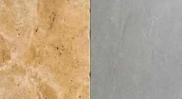 Geteilte Wand mit cremefarbener und grauer Oberfläche