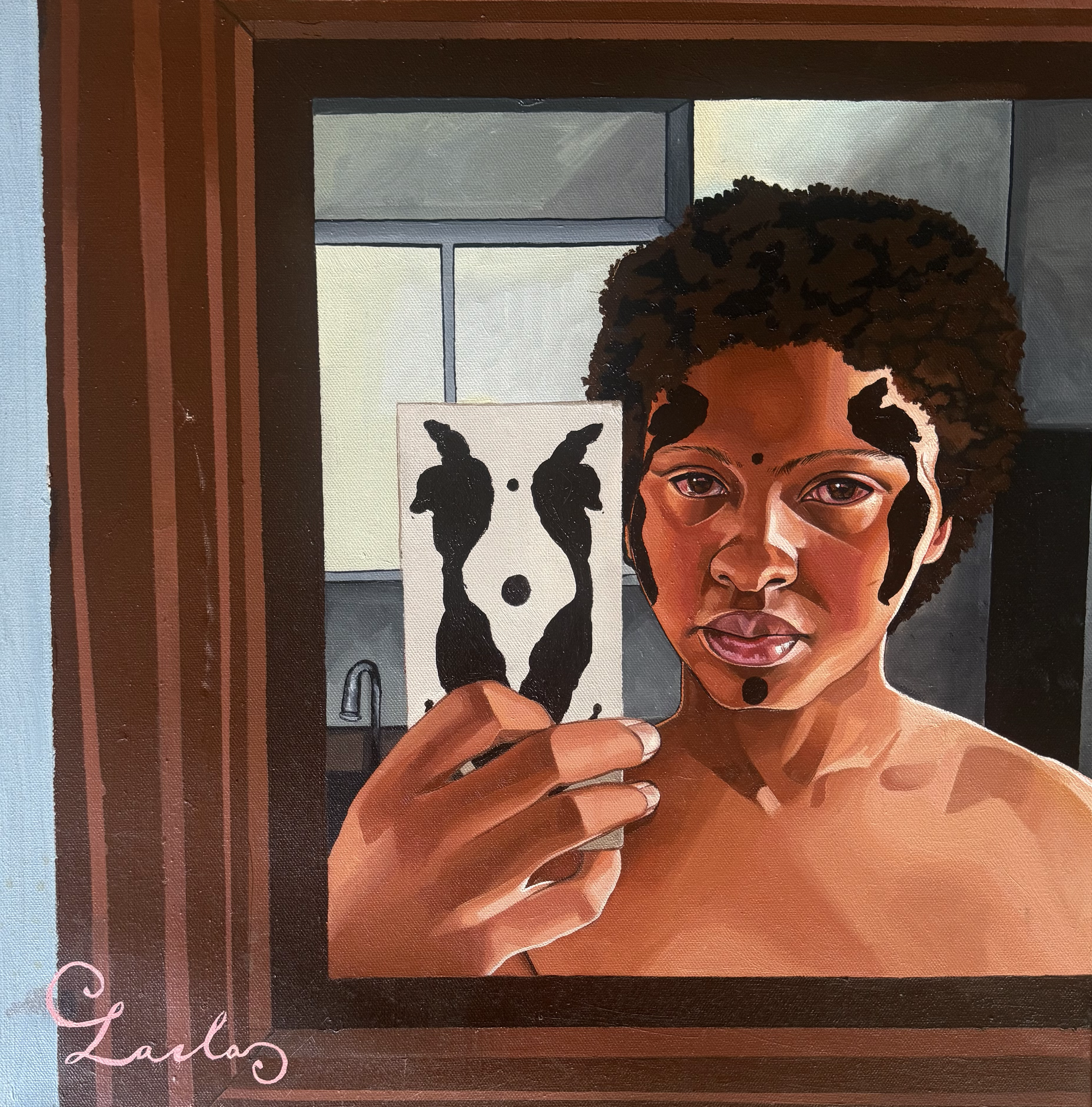 "Je Me Regarde Dans le Mirror To Find Her" 2024 Oil 20 x 20