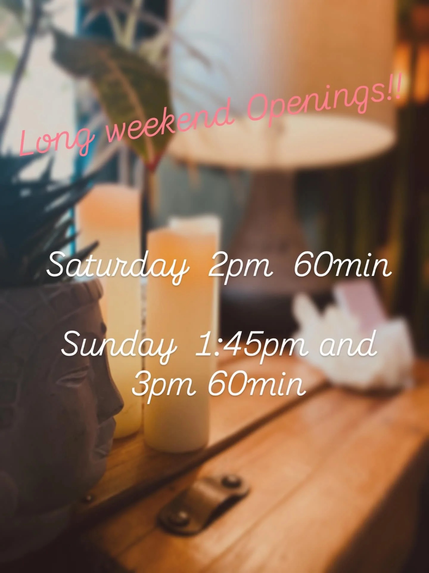 Openings this holiday weekend in East York!
Link in my Bio to book!