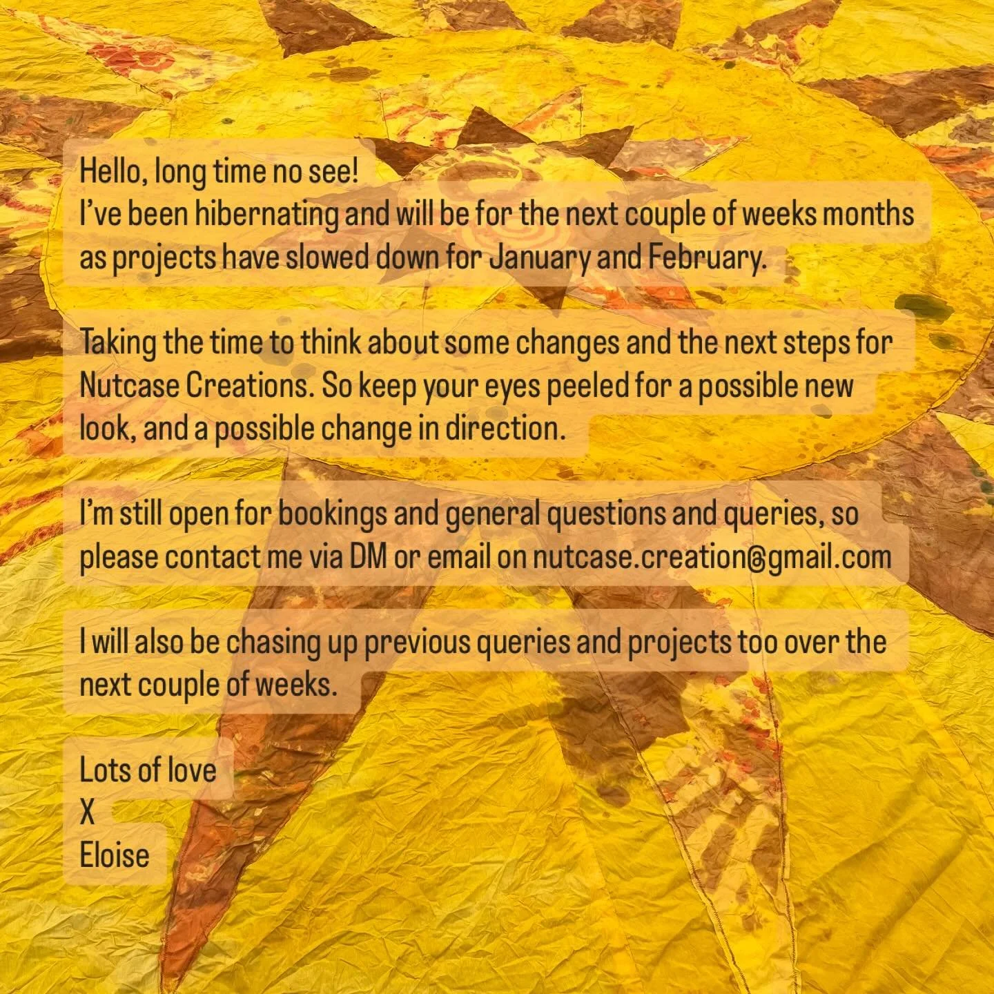 Hello, long time no see!
I&rsquo;ve been hibernating and will be for the next couple of weeks months as projects have slowed down for January and February.

Taking the time to think about some changes and the next steps for Nutcase Creations. So keep