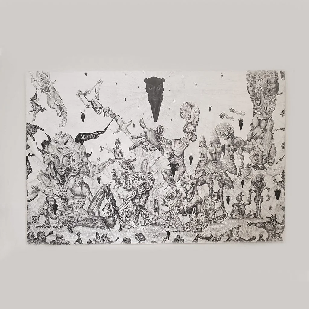 Flower Garden, 2024, Pen and Graphite on Canvas, 71 × 25 cm