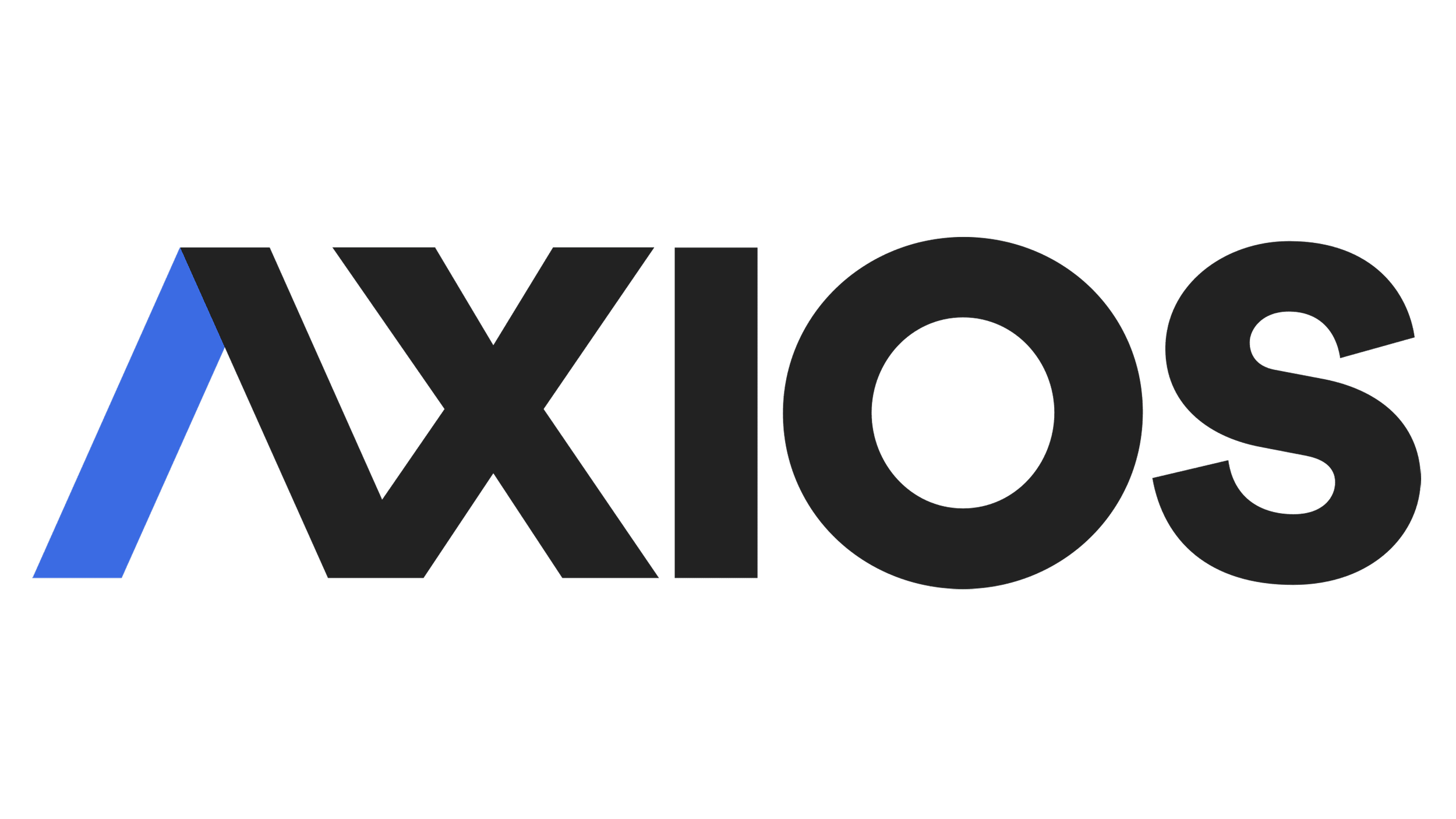 The logo of Axios, a media company, with a stylized blue slash followed by the word 'Axios' in black.