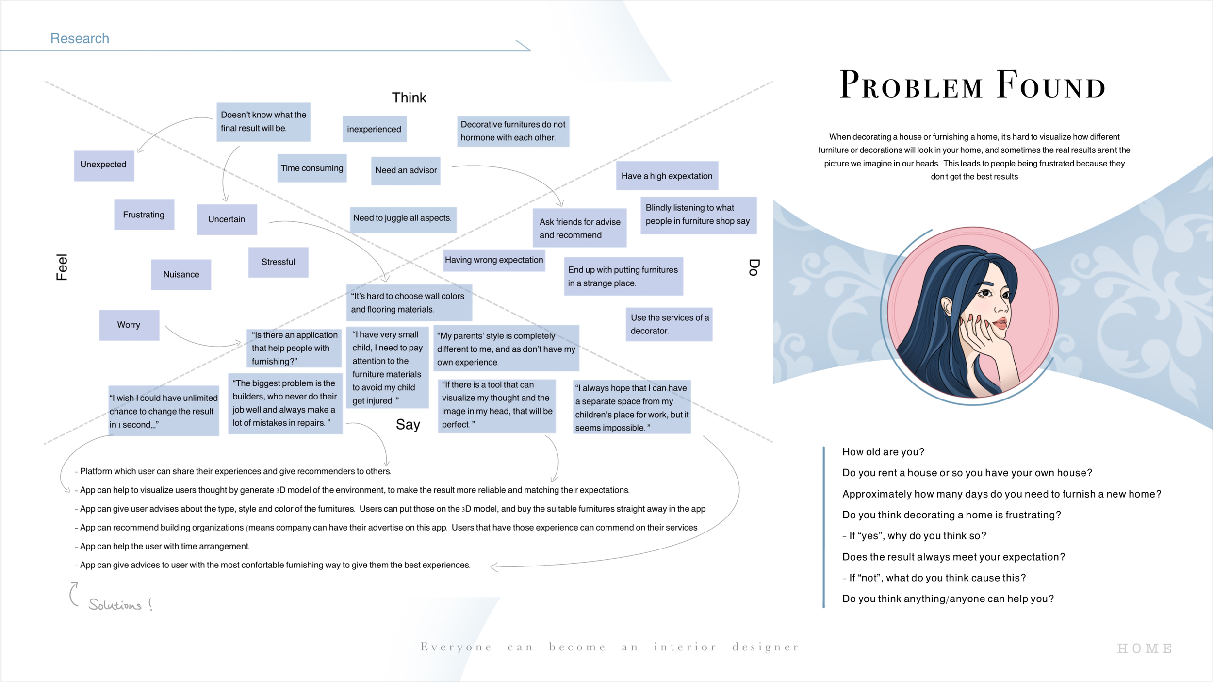 To understand more about the specific troubles that people encountered, and also the psychology of users and their needs, user research was implemented through Microsoft Forms. Based on the app-related focus, I asked users questions to understand the