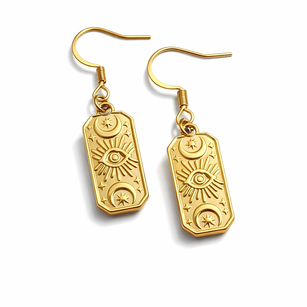 Minimalist Sun & Moon Eye Earrings