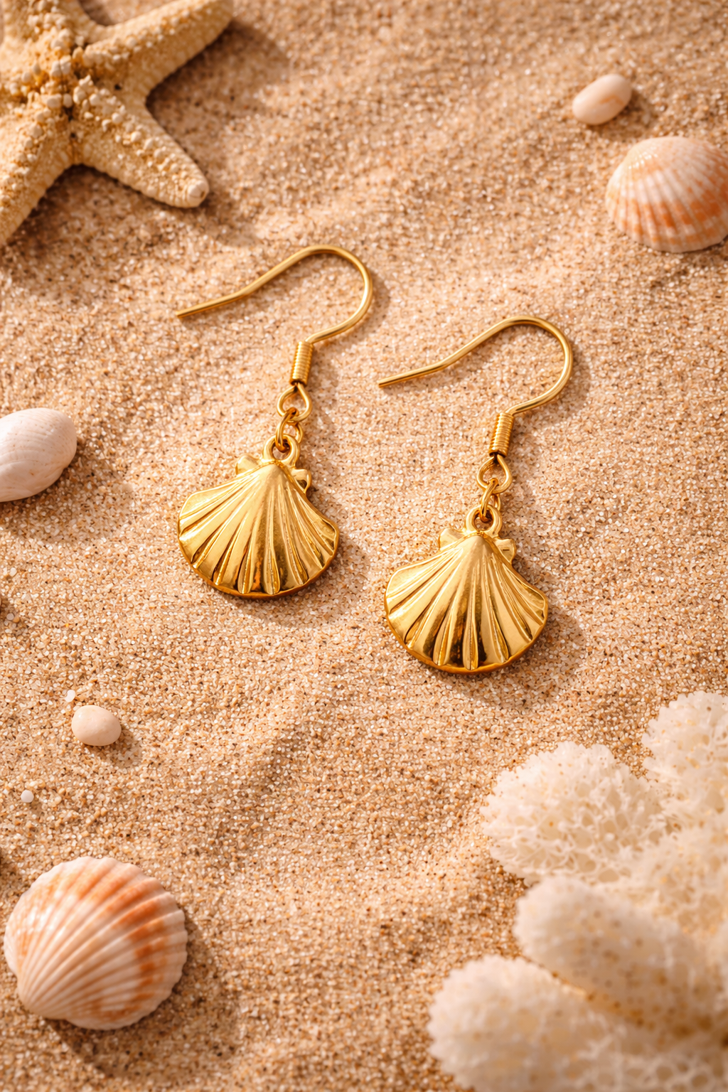 Golden shells on sunlit sand