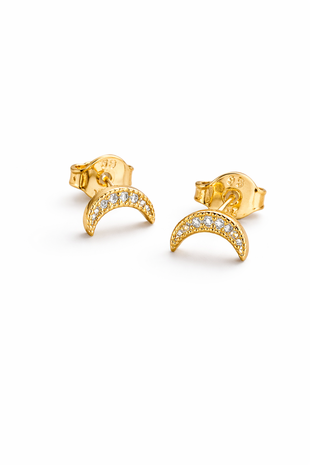 Crescent Moon Stud Earrings – 18K Gold Filled