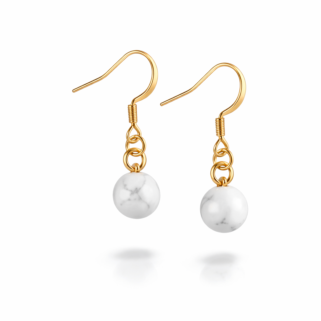 Minimalist Howlite Bead Earrings