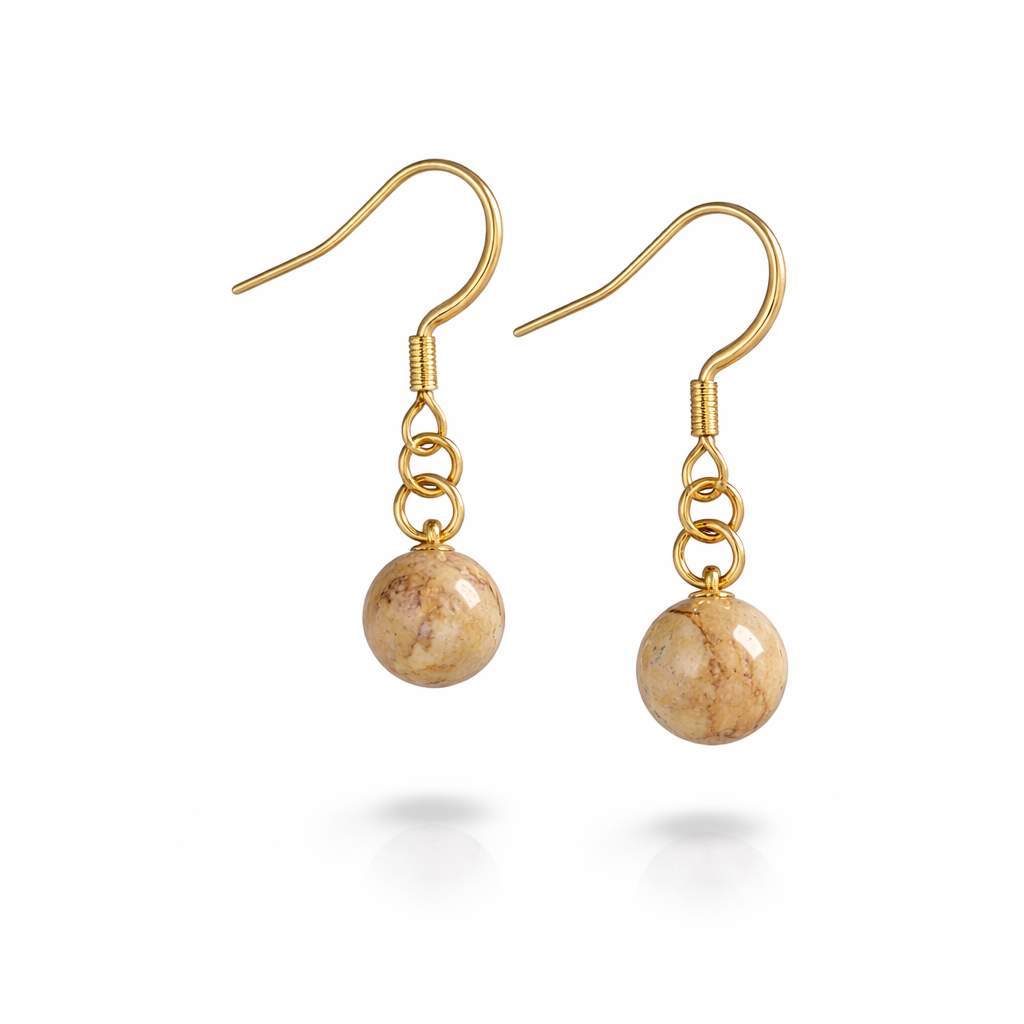 Minimalist Tiger Eye Bead Earrings