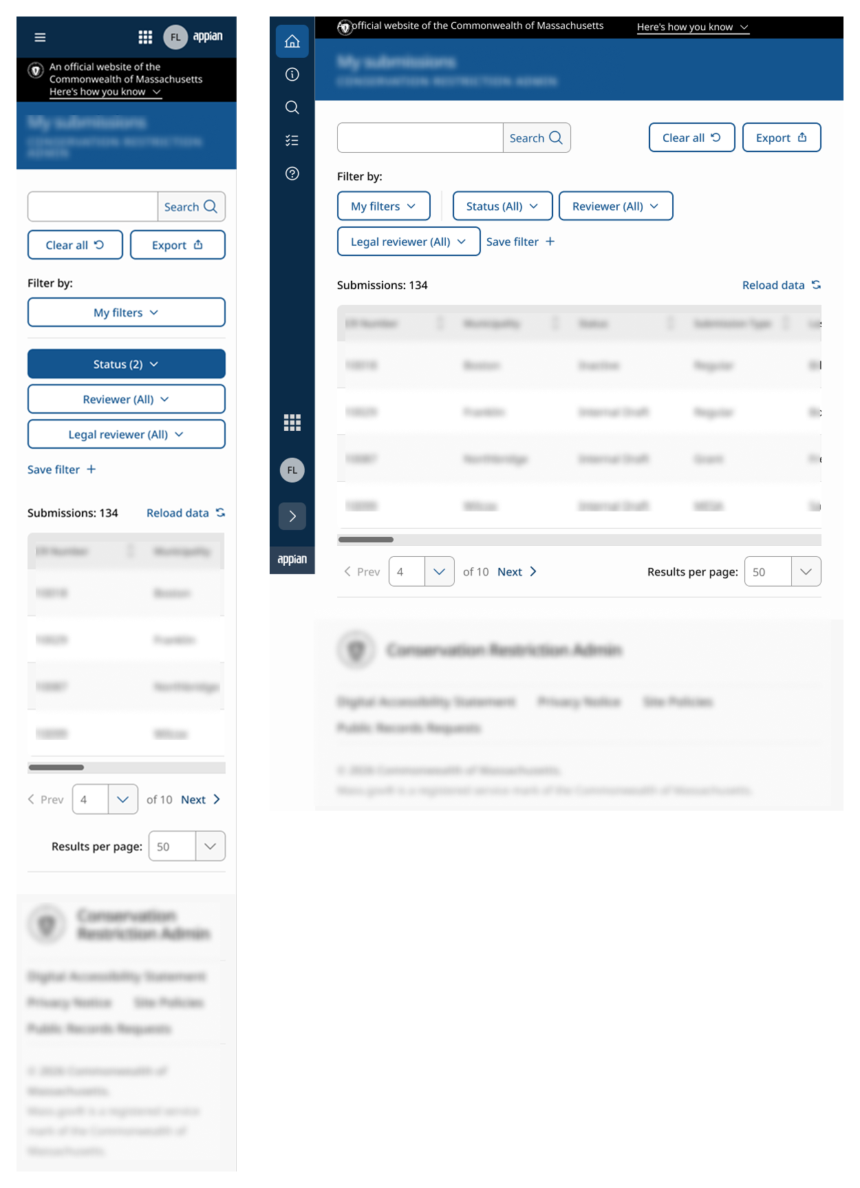 Tablet and mobile views of the ideal state for multi-select.