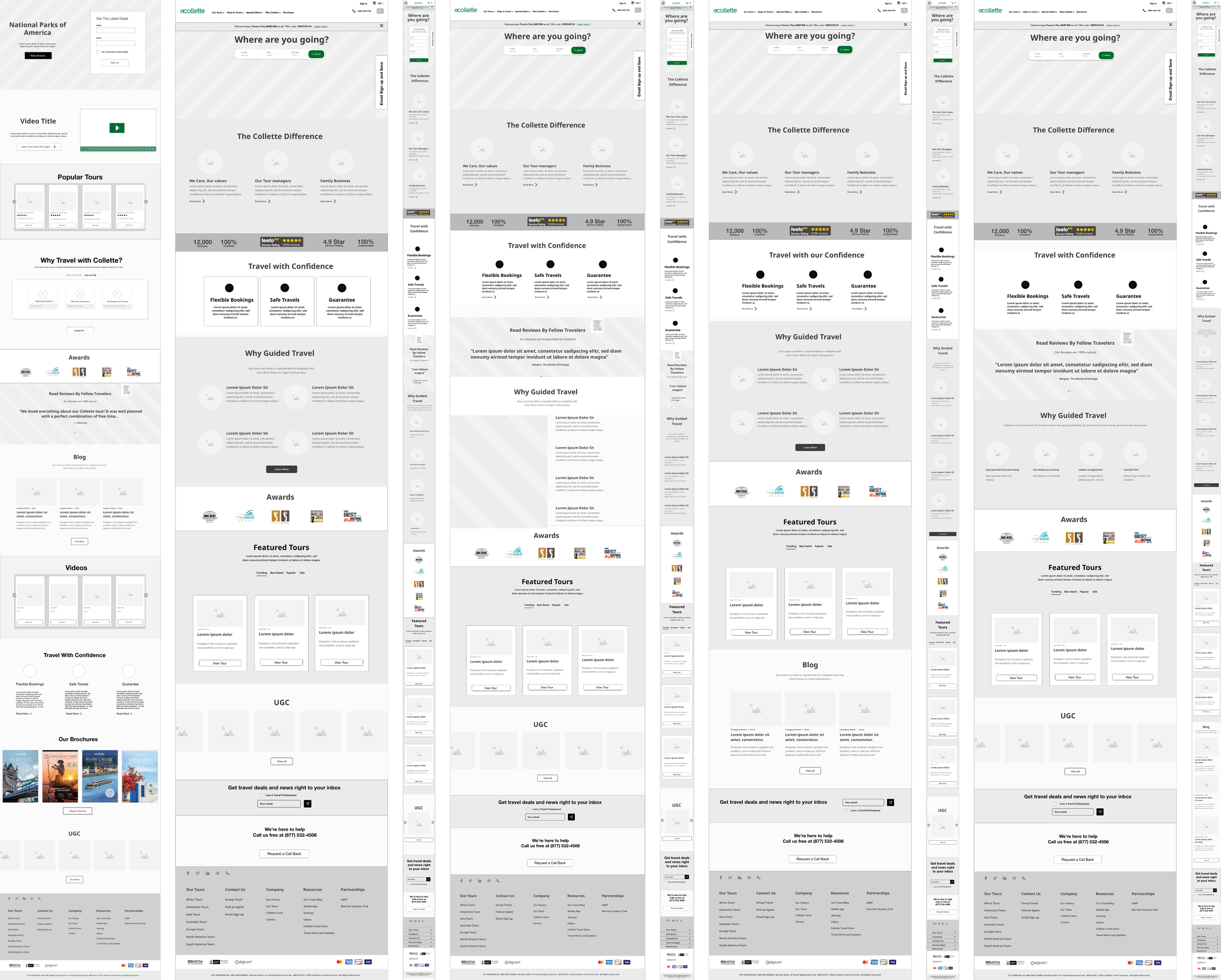 Low-Fidelity wireframes of collettes redesigned homepage for the website