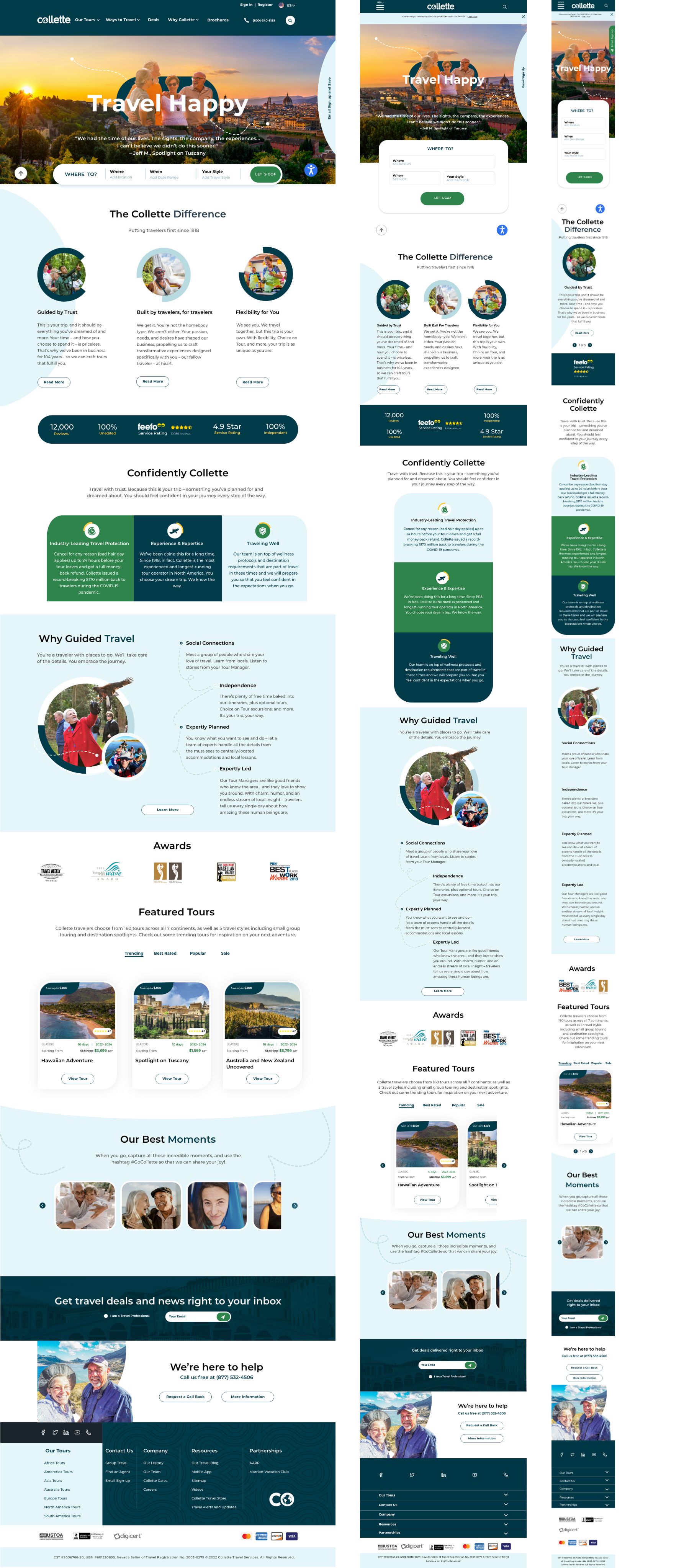 Hi-fidelity wireframes of collettes homepage