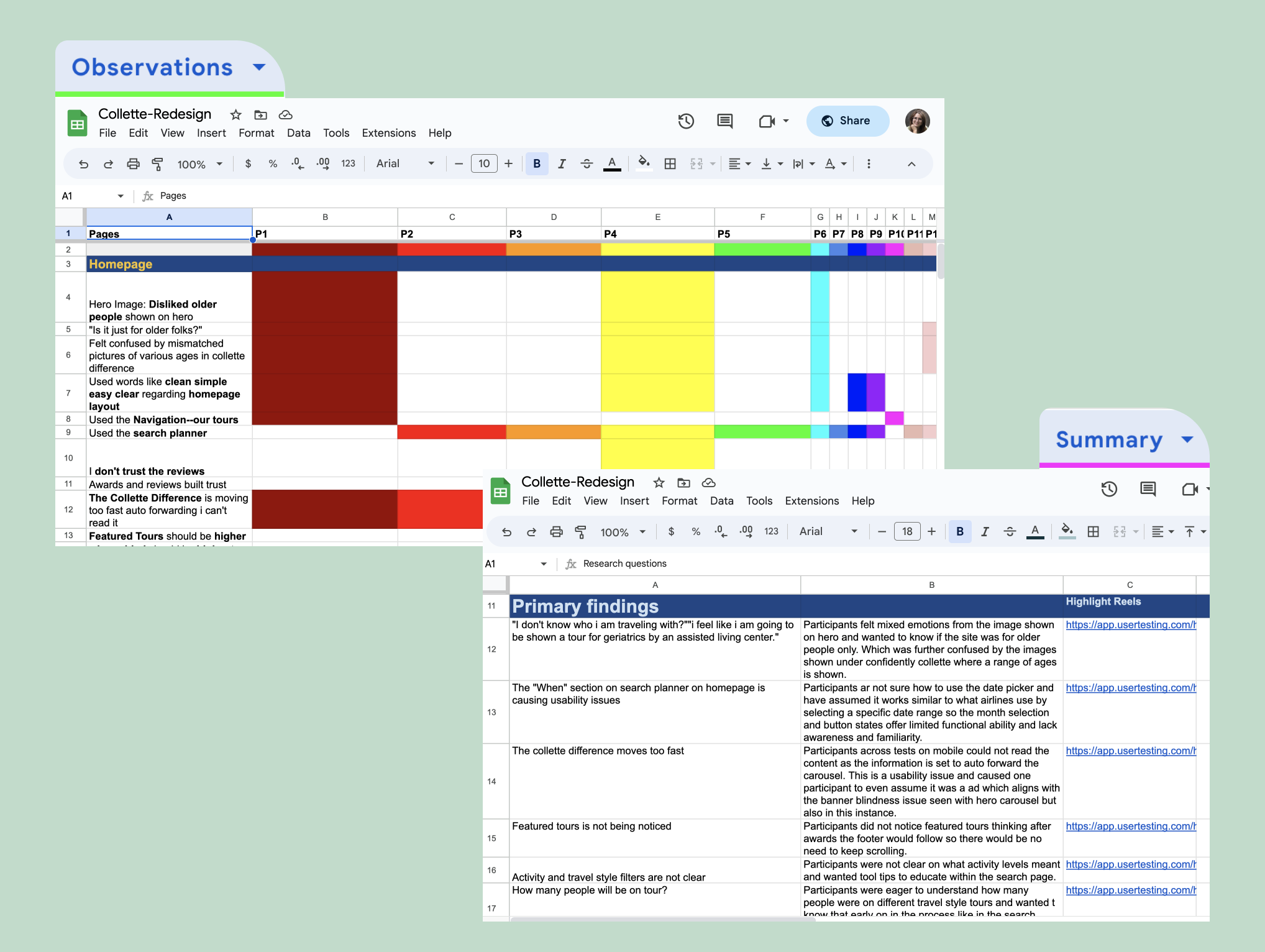 User testing data sample set used to uncover patterns.
