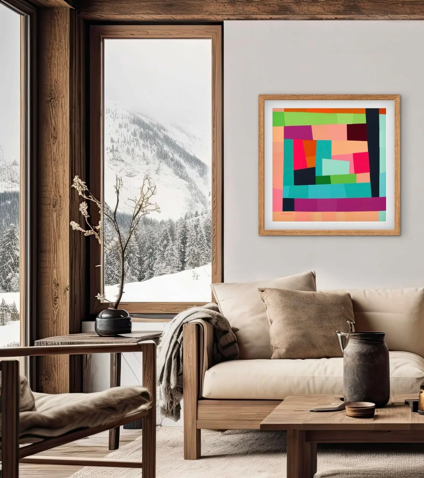 &ldquo;Lake Days&rdquo; quietly anchoring this winter scene so easily&hellip; I love that this particular piece can travel through seasons and spaces seamlessly. 💫🌲🌴

#christapeytonart #archivalprints #aspen