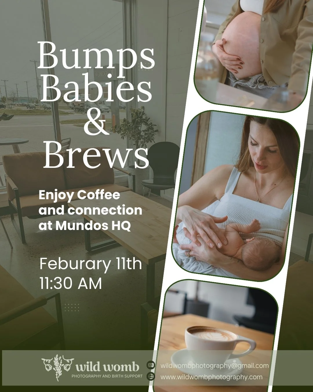 Local friends, I&rsquo;m so excited about this.

Bumps, Babies, and Brews is happening February 11th at 11:30 AM at Mundos HQ.

A cozy meetup for expecting and new moms to grab their favorite coffee or tea, get out of the house, and connect with othe