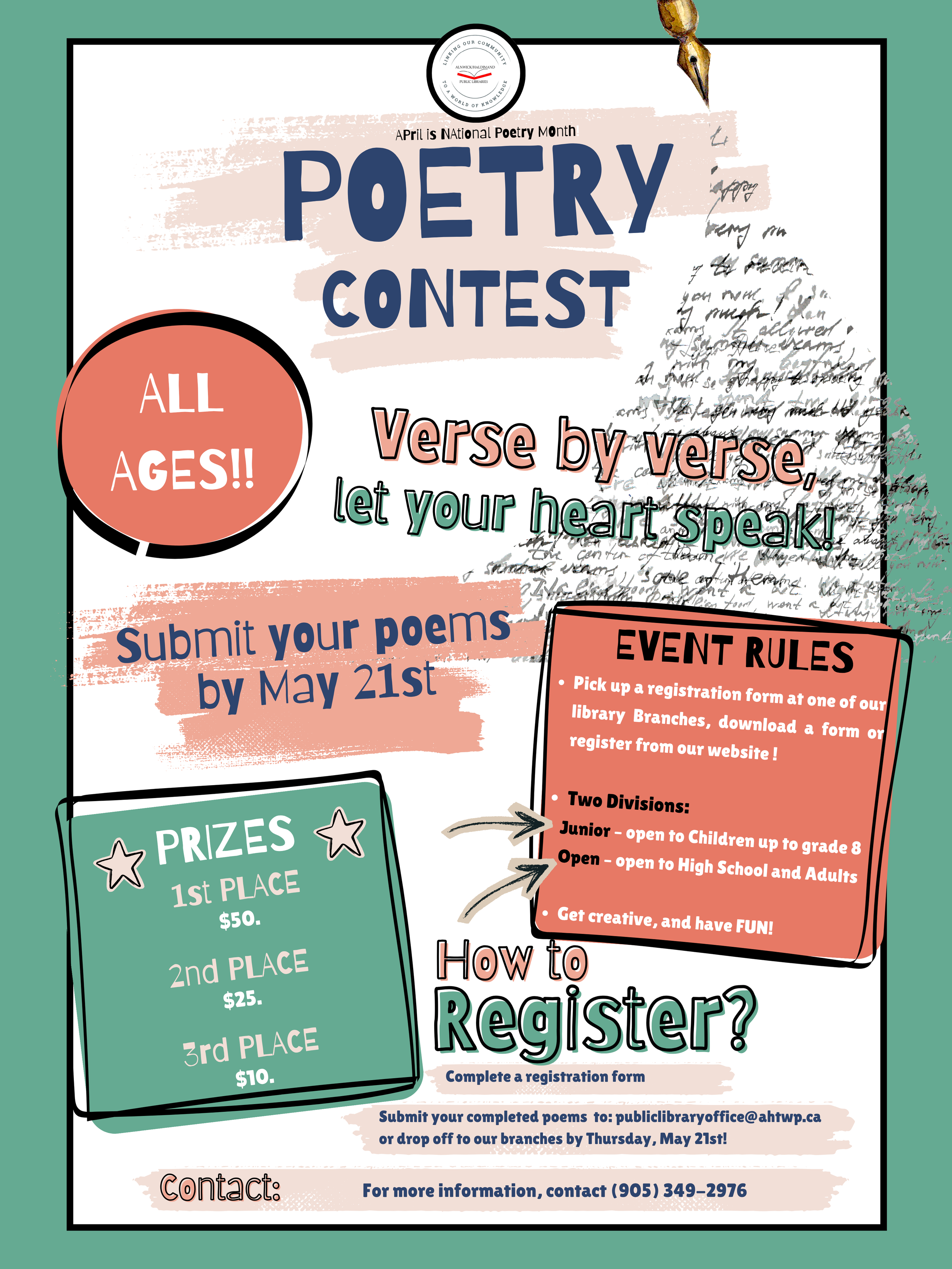 Poetry Recital Poster in Green Orange Blue Cartoon Style.png