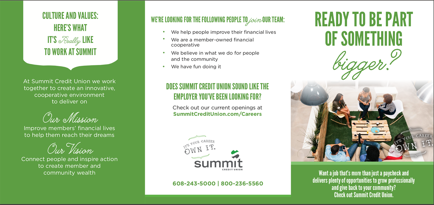 Trifold brochure for events and for new members