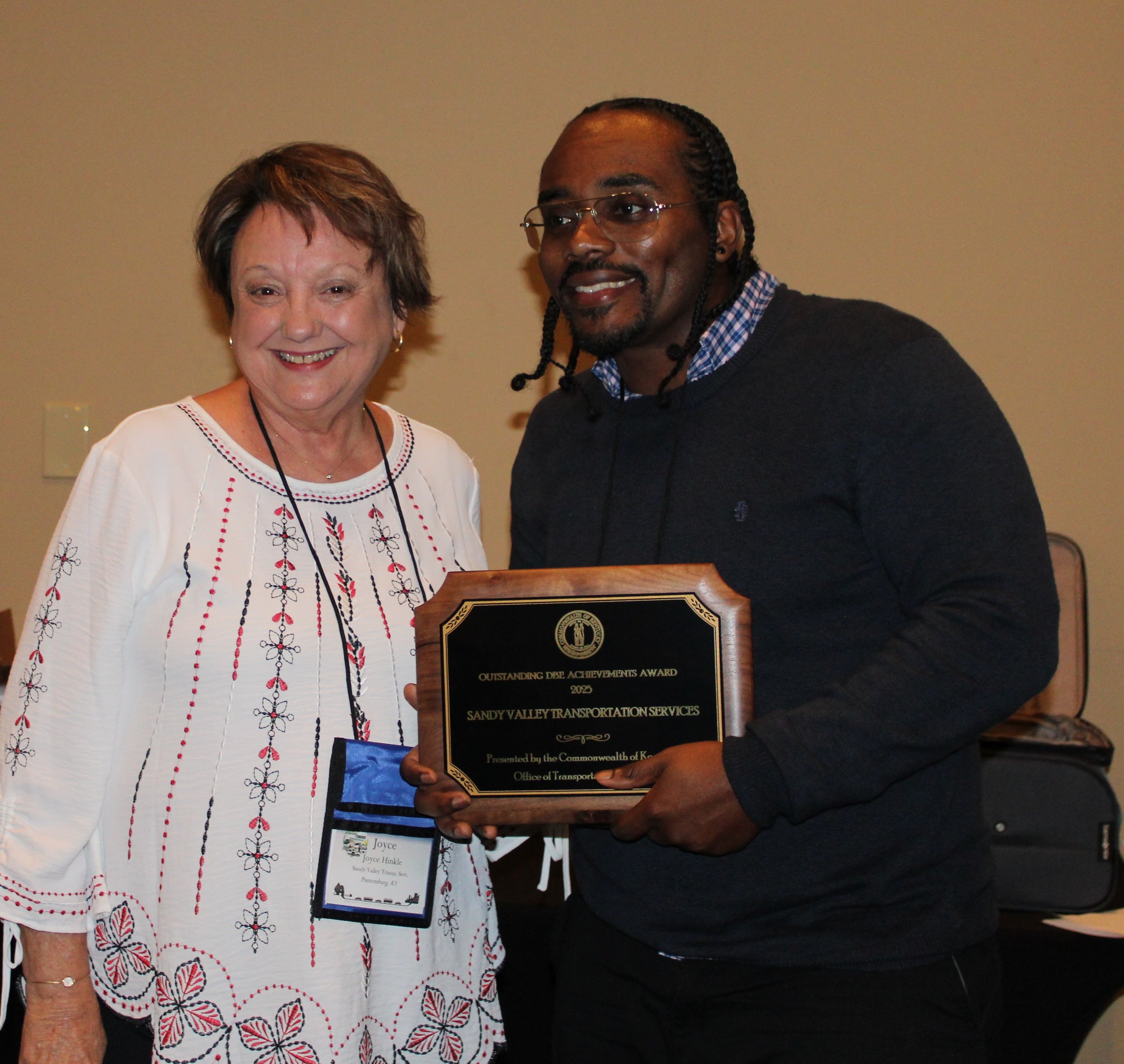 OUTSTANDING DBE ACHIEVEMENTS AWARD  Sandy Valley Transportation  Services