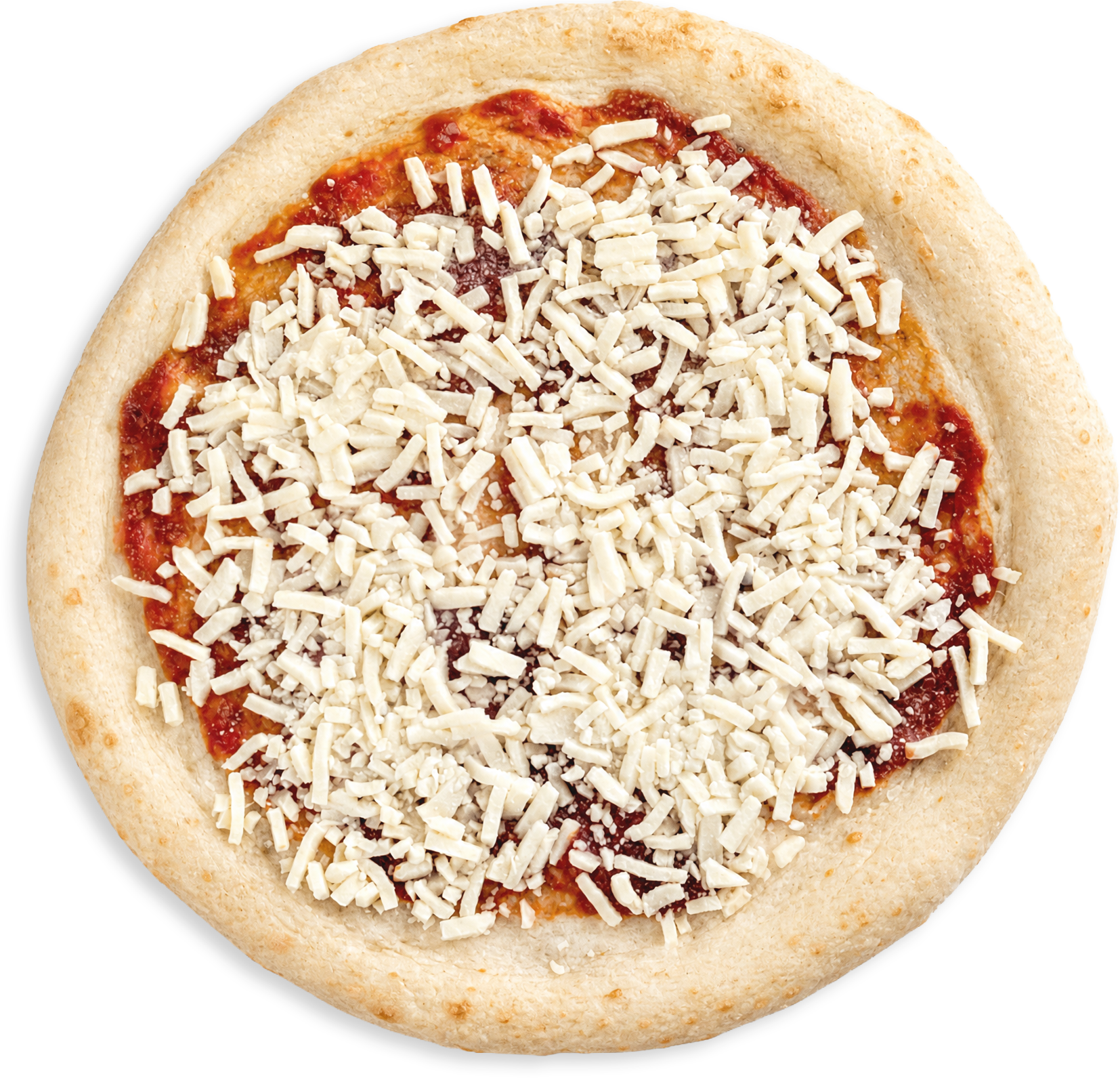reale artisan 12-inch frozen pizza crust with cheese and tomato sauce, parbaked and ready to top