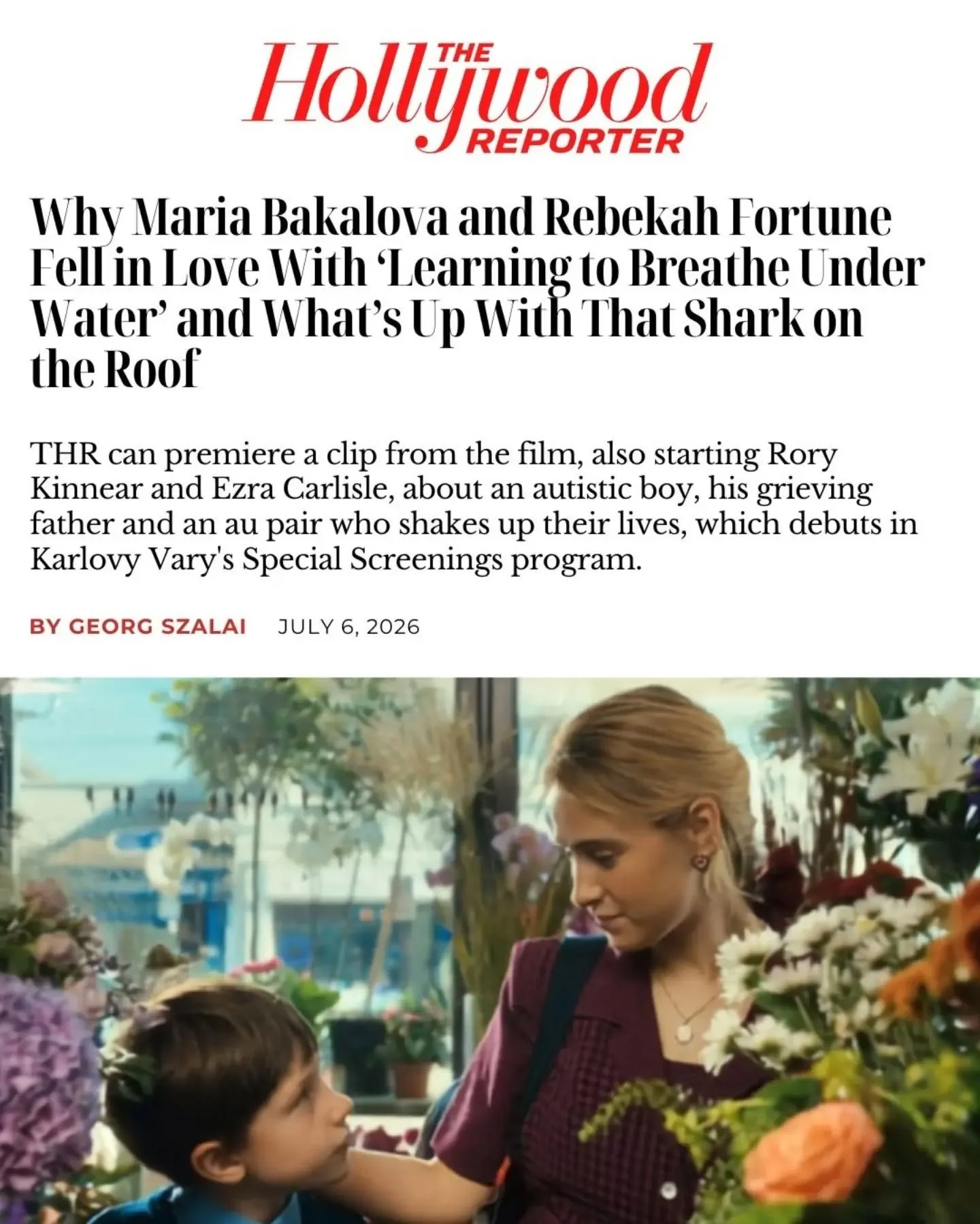 Lovely coverage of Learning to Breathe Under Water ahead of its premiere

The Hollywood Reporter sat down with director Rebekah Fortune @r4tunefilm and Maria Bakalova @mariabakalovaofficial ahead of tomorrow's World Premiere in the Special Screenings