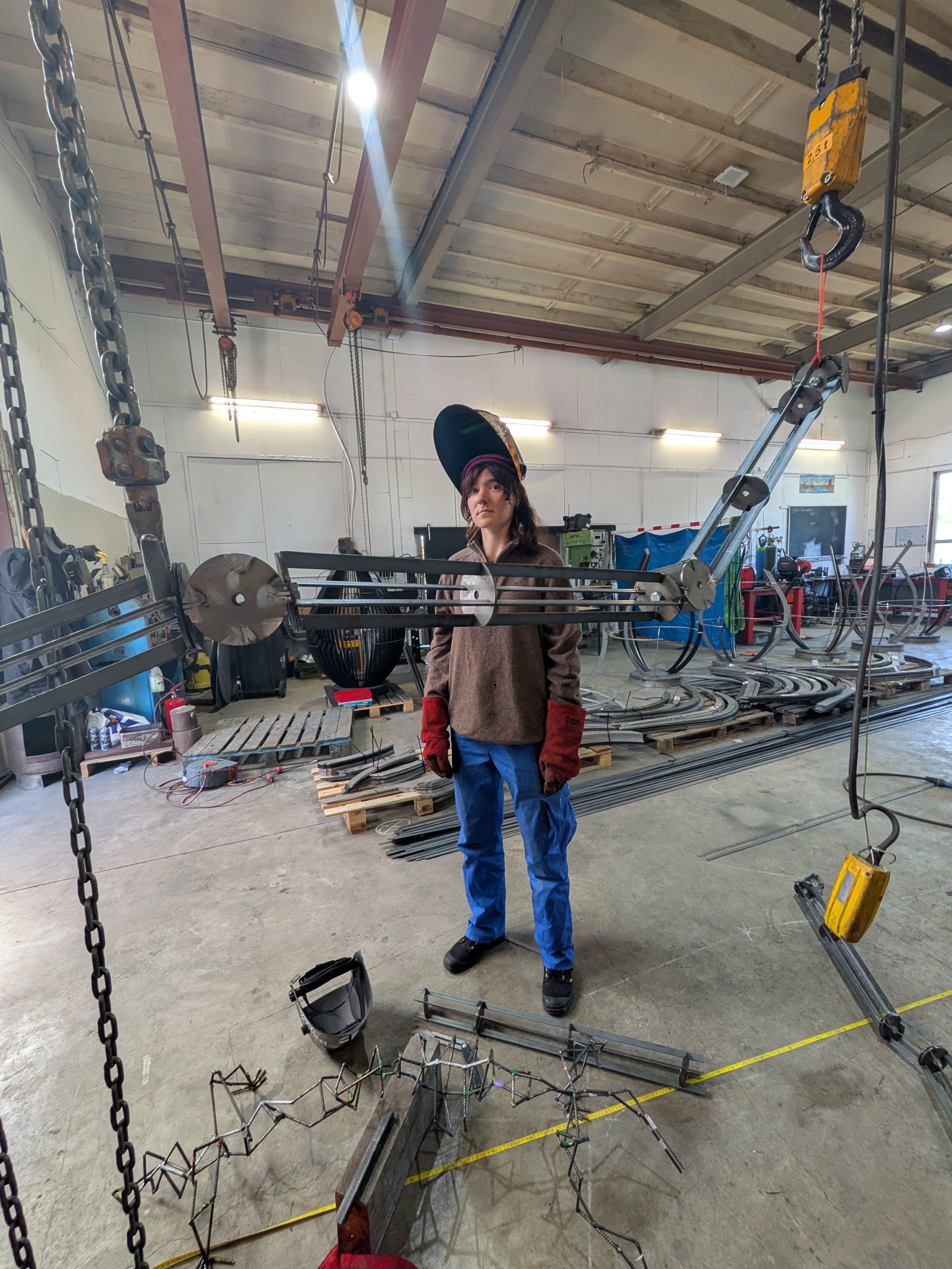 Marie first day at the metal workshop