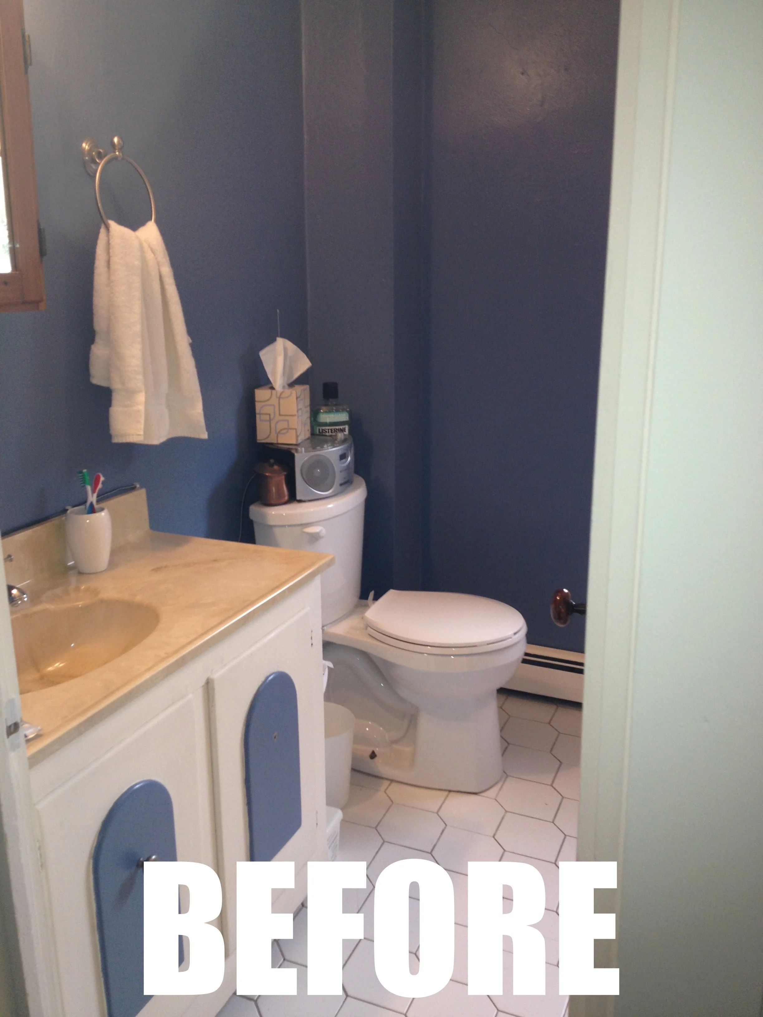 This bathroom had not been updated in many years and the new homeowner wanted to update the existing space without moving fixtures.