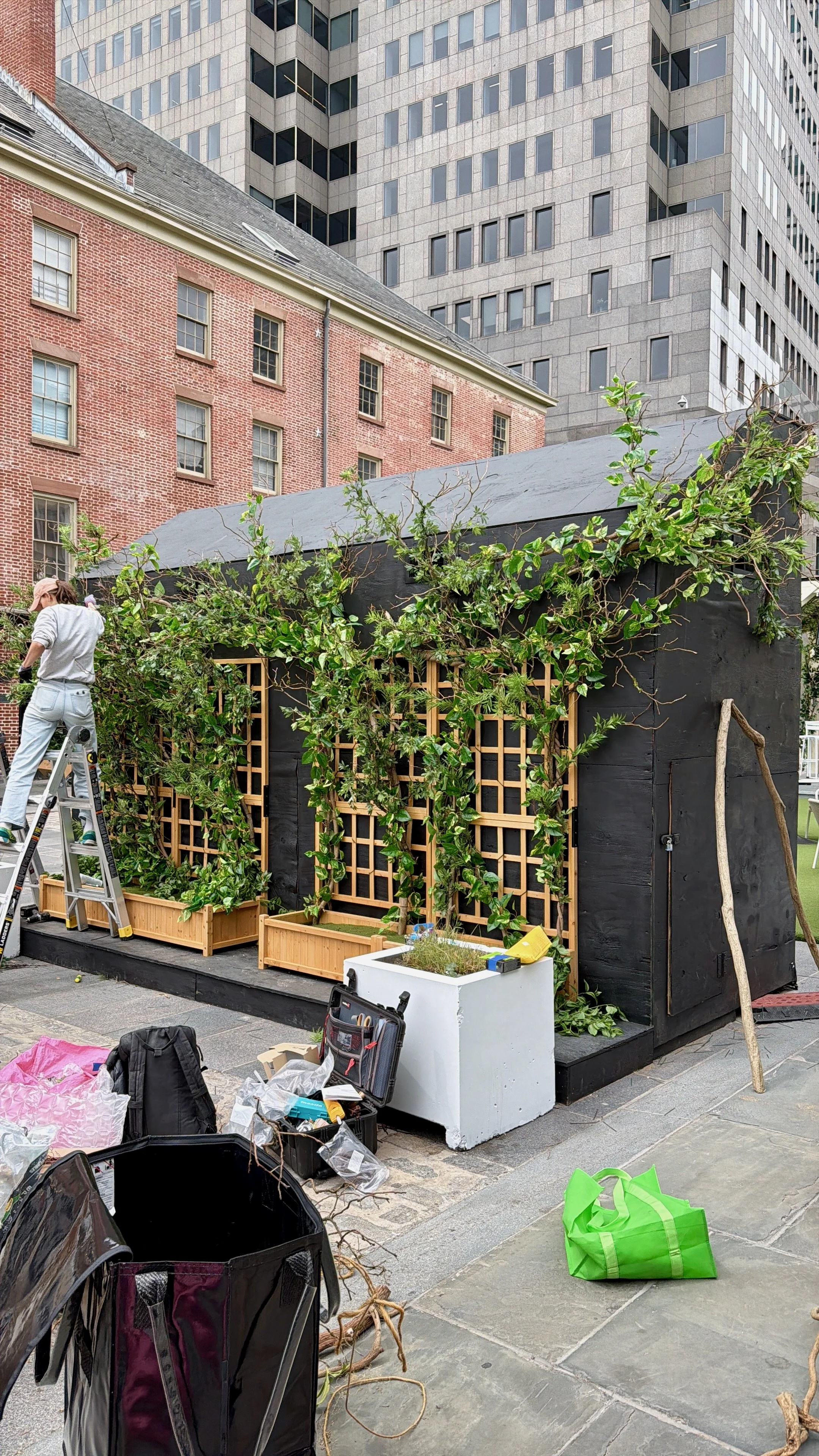Work in progress for greenery decor in New York