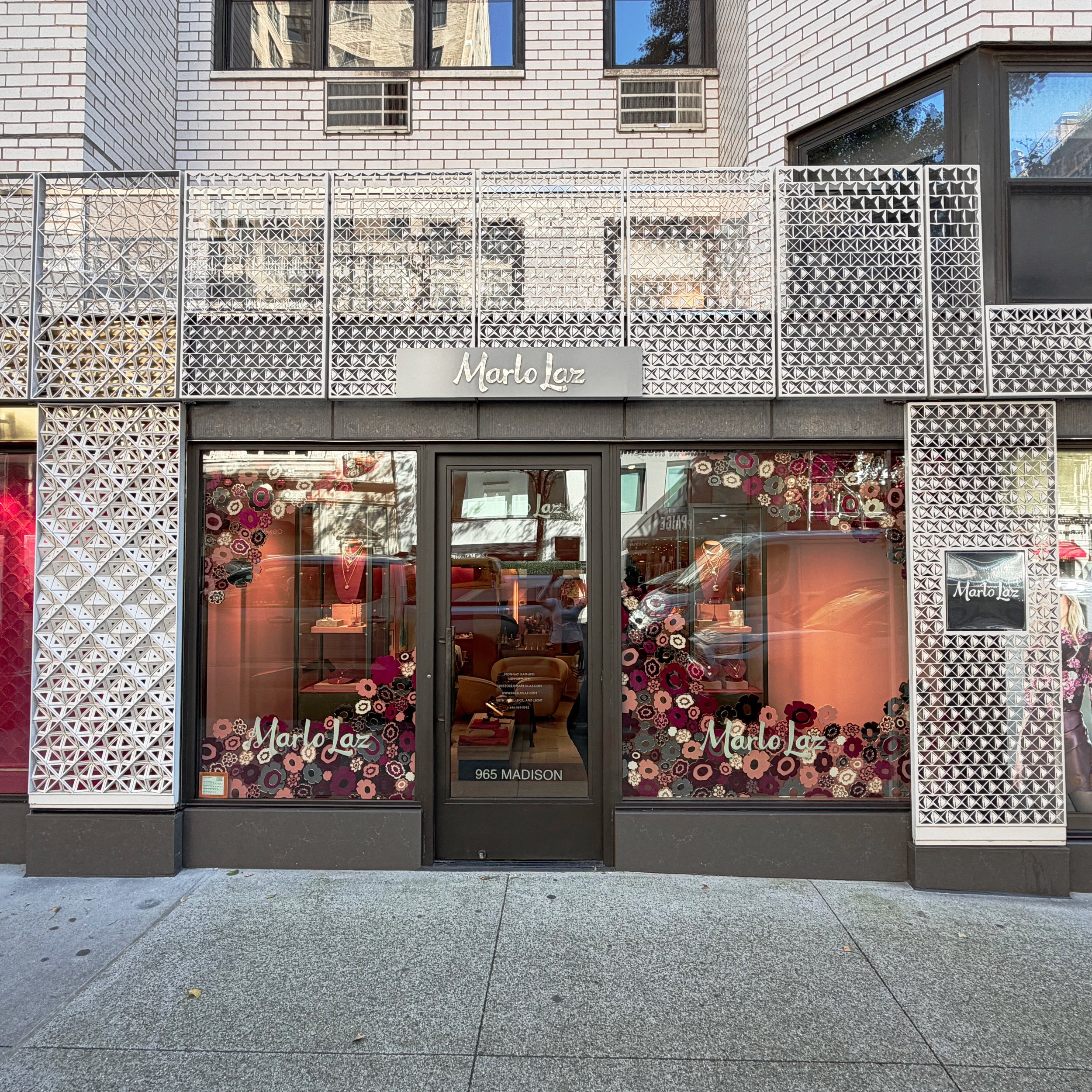 Marlo Laz store front on Madison Avenue in NYC - fine jewelry store