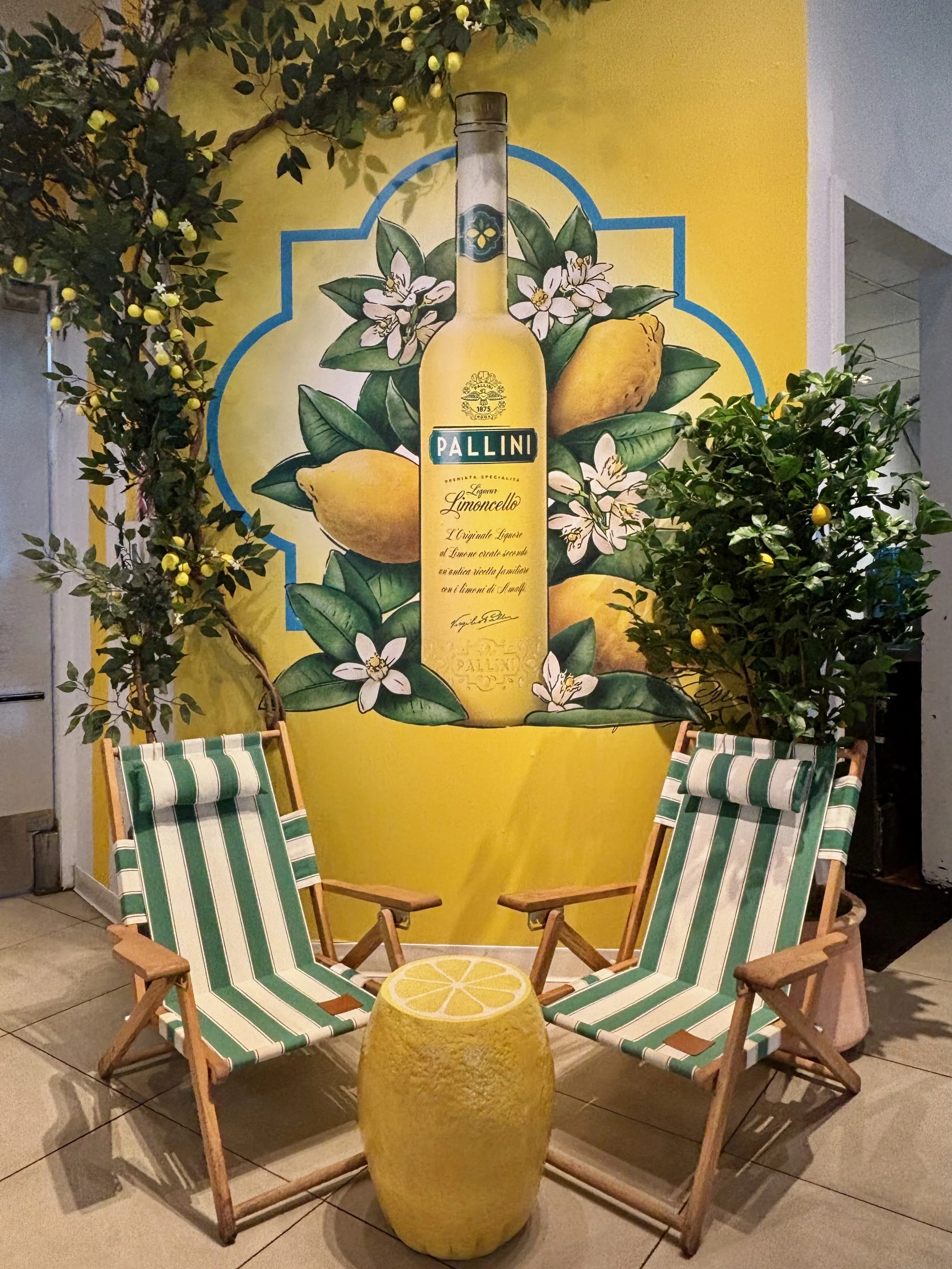 Pallini photo moment for Pallini limoncello pop-up at eataly NY