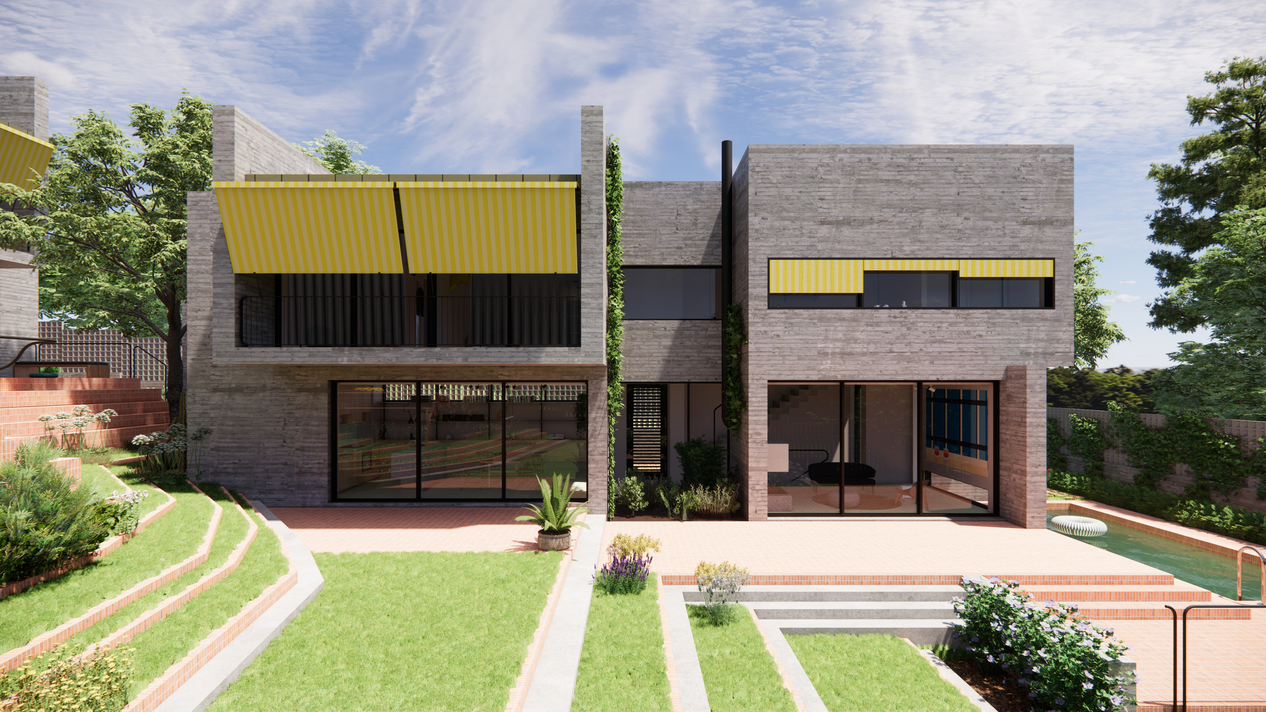 Dire Architects Two of a Kind - Contemporary exterior facade of twin houses