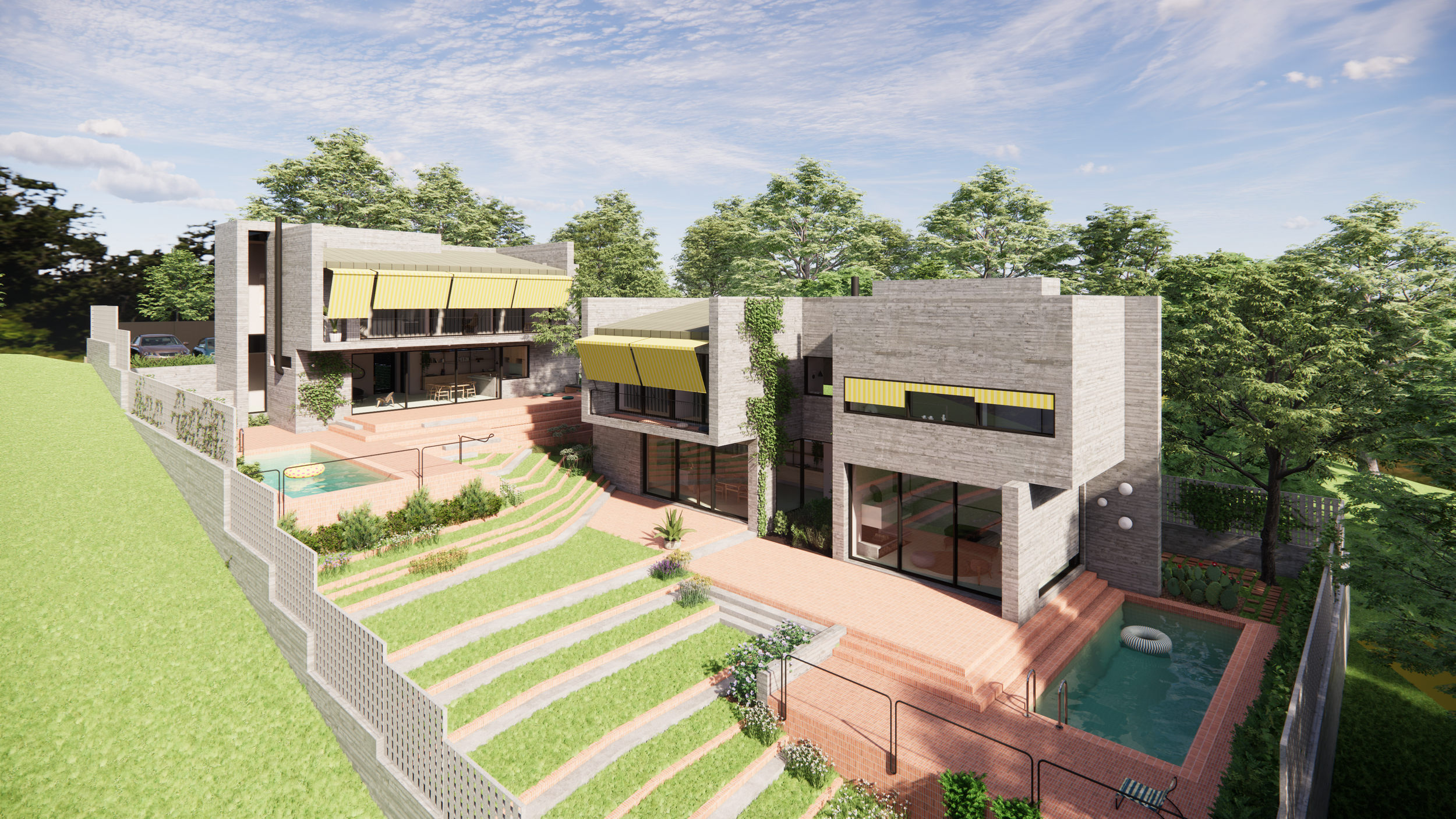 Το έργο Two of a Kind Residences στον Νέο Βουτζά, δύο σύγχρονες βιοκλιματικές κατοικίες από εμφανές μπετόν σχεδιασμένες από το αρχιτεκτονικό γραφείο dire architects στην Αθήνα.