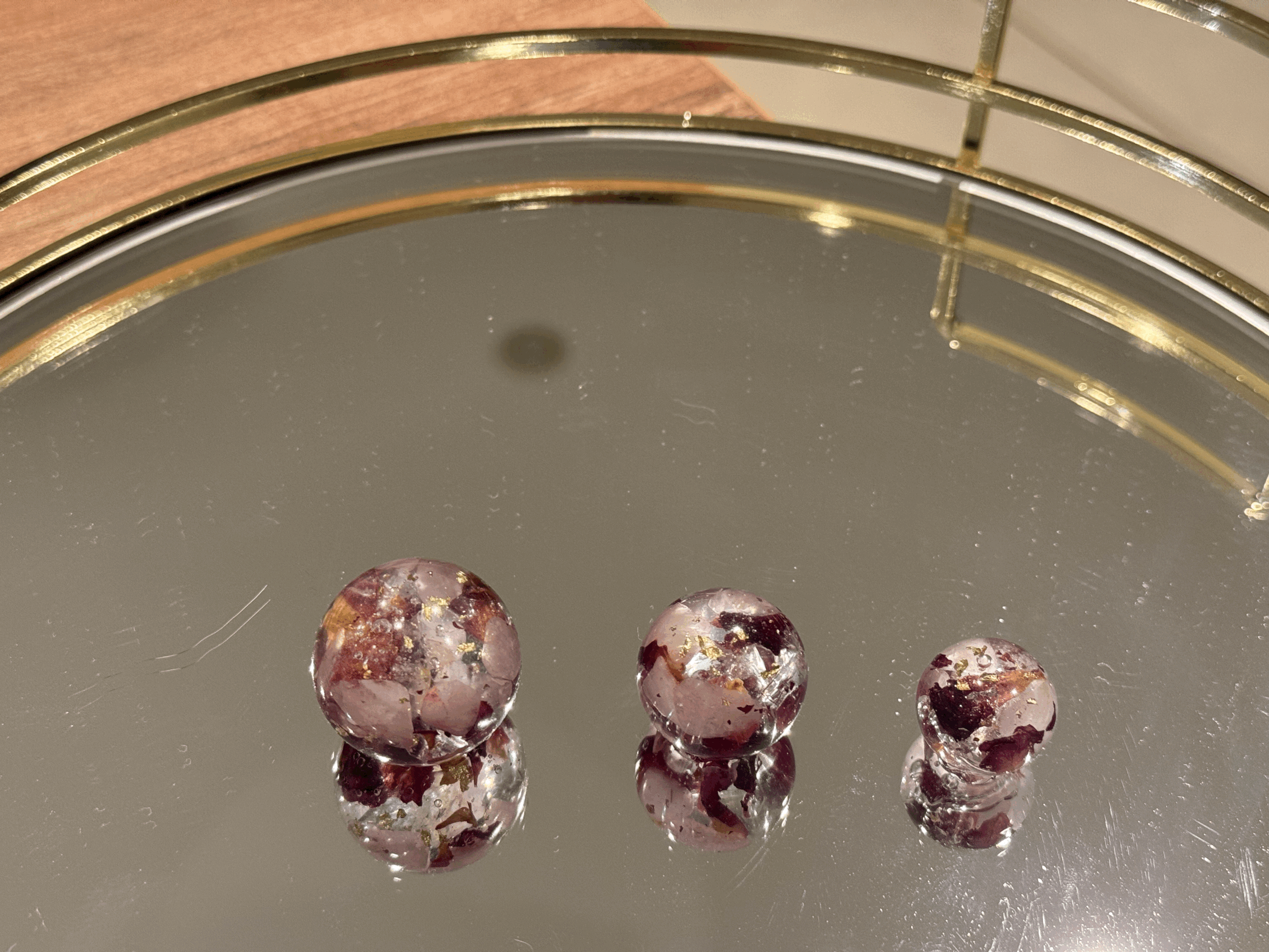 Boules de l'Énergie de la Rose Résine Pétales de Rose Cristal de Roche Quartz Rose