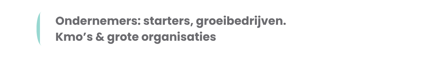 Titel van een presentatie of artikel over ondernemers, starters, groeibedrijven, kleine en grote organisaties.