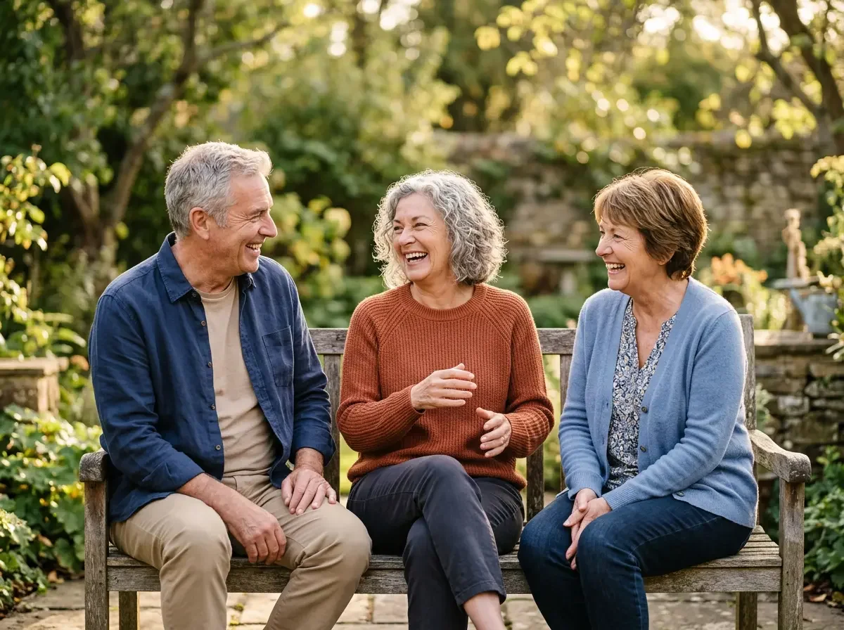 Happy older patients laughing together outdoors — personalized concierge medicine care at Concierge Medicine of the South Shore