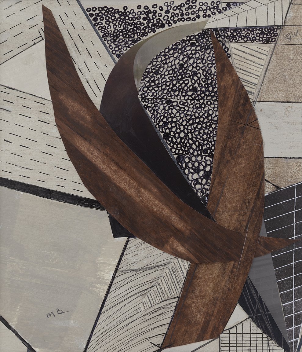 "Spirited Geometries" , mixed media on paper 16" x 12" framed, 2025