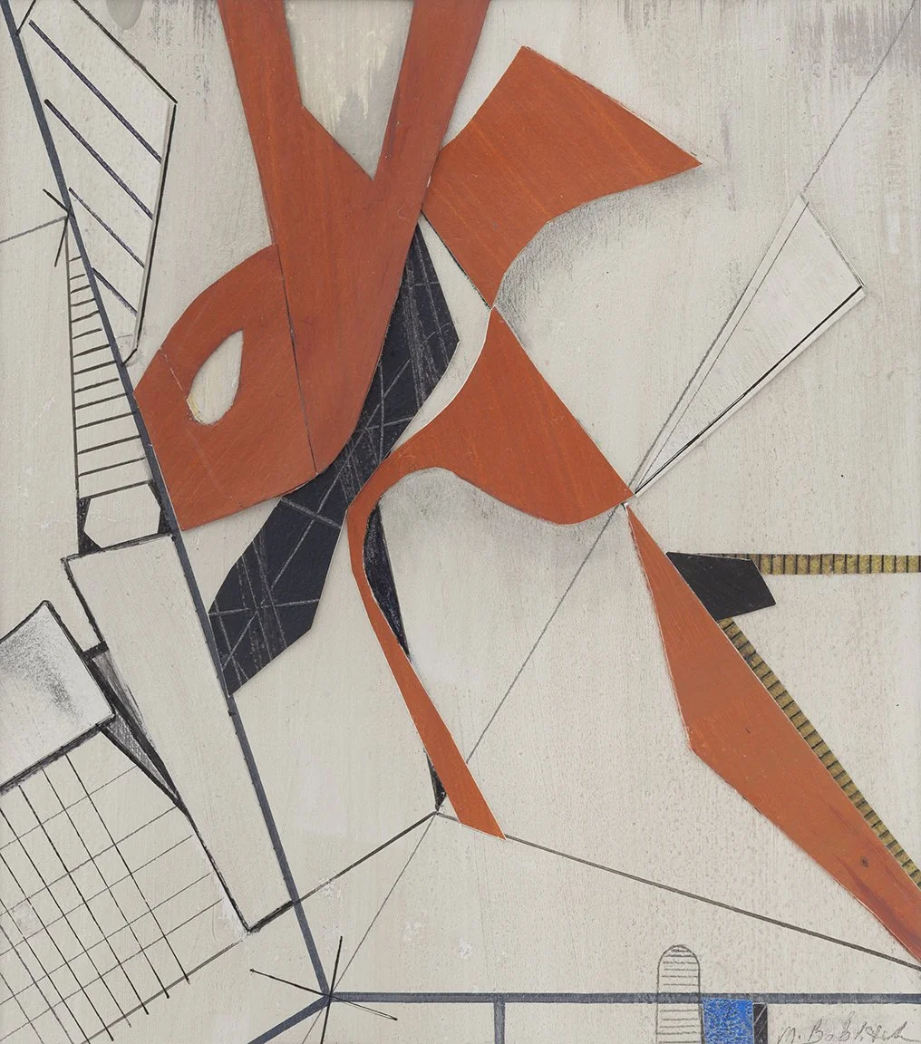 “Spirited Geometries #11,” mixed media on paper, 17” x 15” framed, 2026
