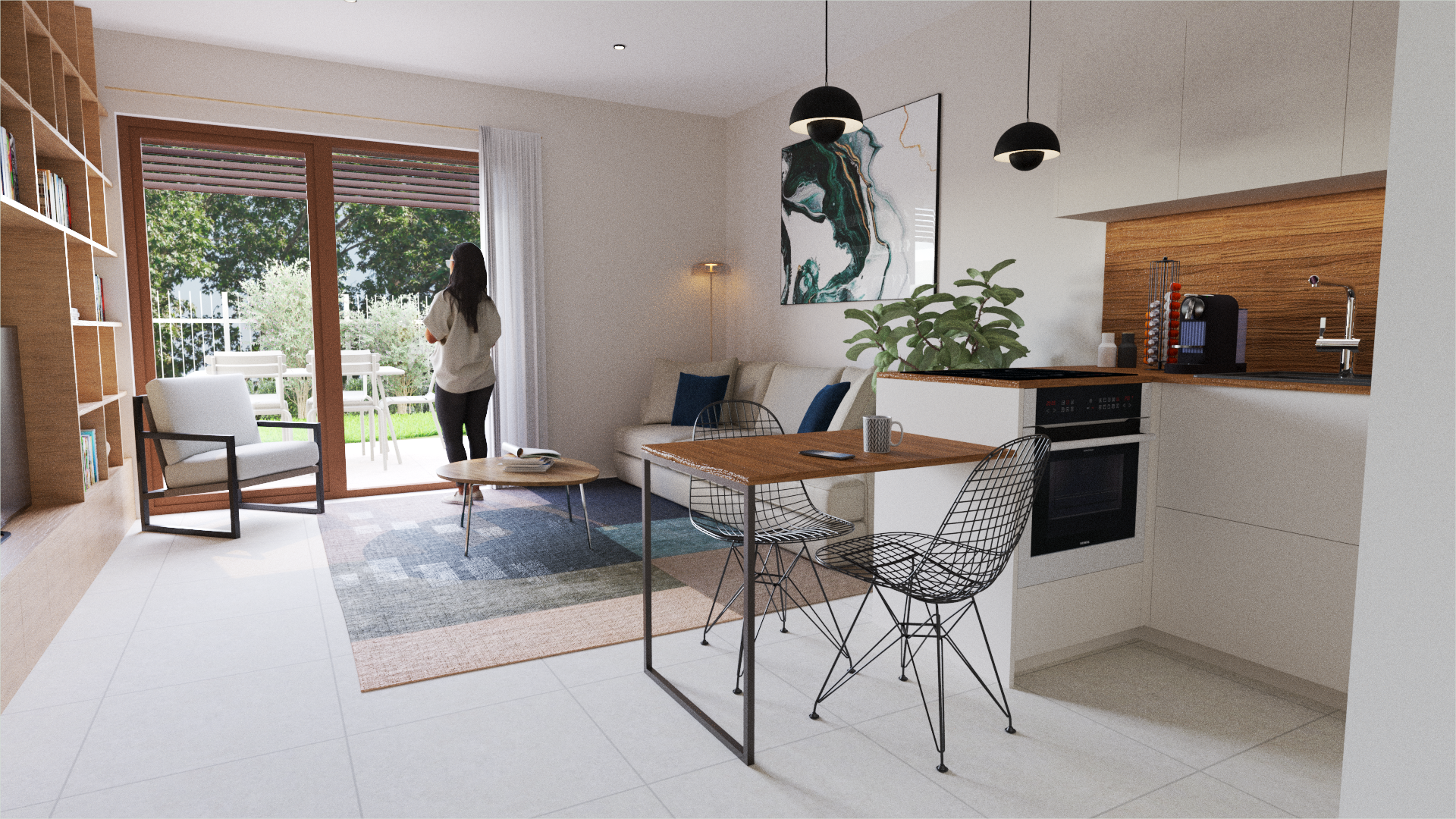 Projection 3D aménagement appartement neuf