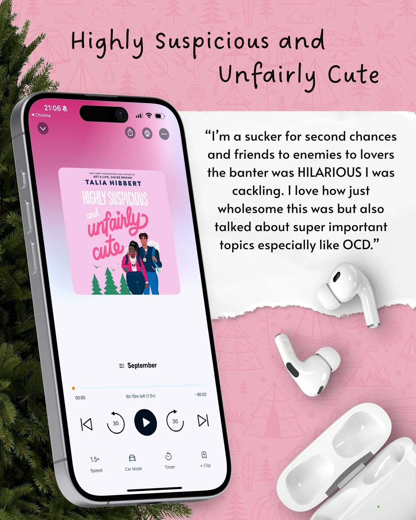 Goodreads praise for Highly Suspiciously and Unfairly Cute. 🌲💕🛶⛺️

Do you tend to read more physical books, ebooks, or audiobooks? 

#yaromance #inclusivebooks #bookstagram #taliahibbert