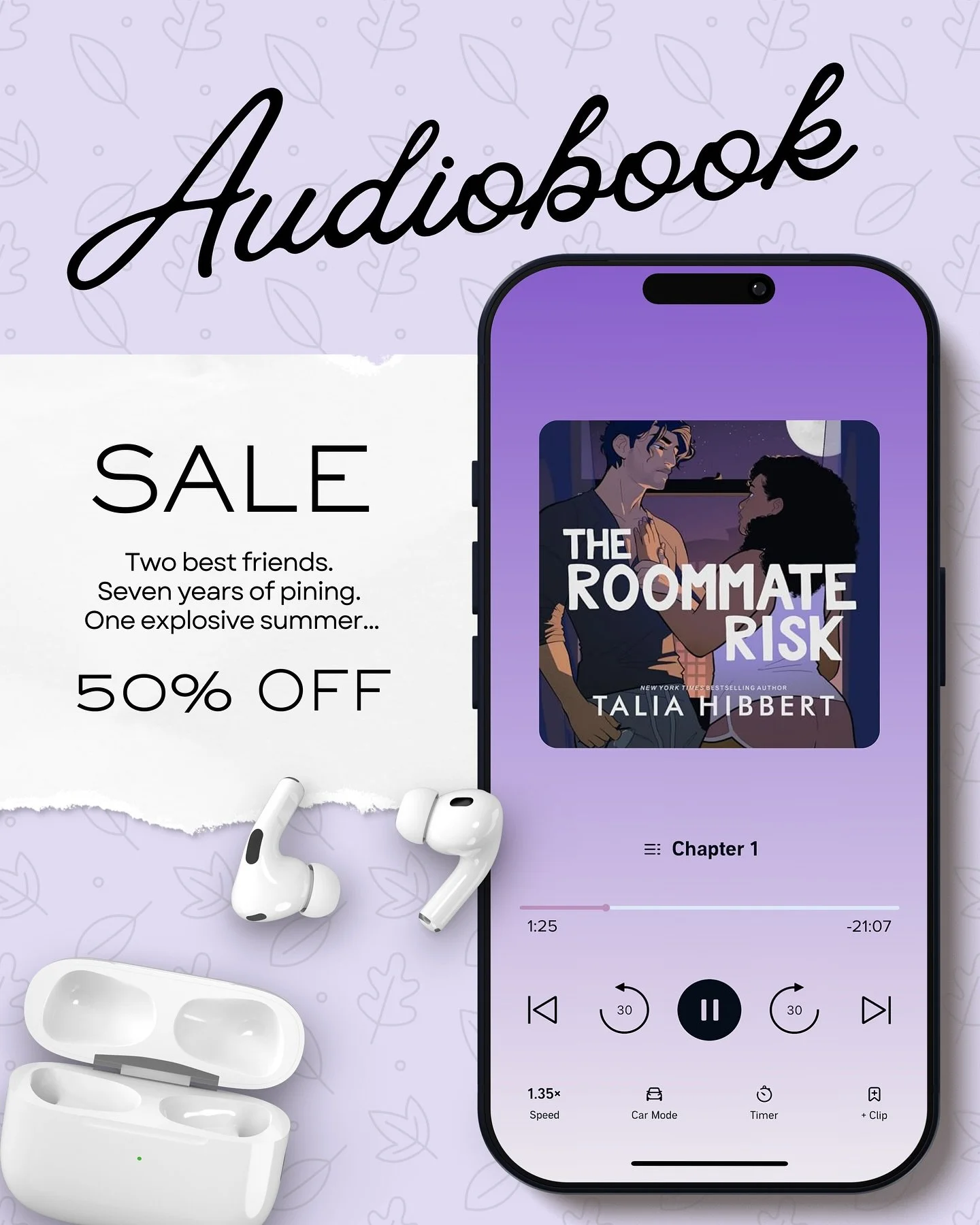 This one&rsquo;s for my audiobook lovers! 🎧💜

The Roomate Risk Audiobook is currently 50% off through audiobooks.com, now through the 12th. Link in bio ✨

&mdash;&mdash; ABOUT &mdash;&mdash;

Romance is weakness, and Jasmine Allen doesn&rsquo;t hav