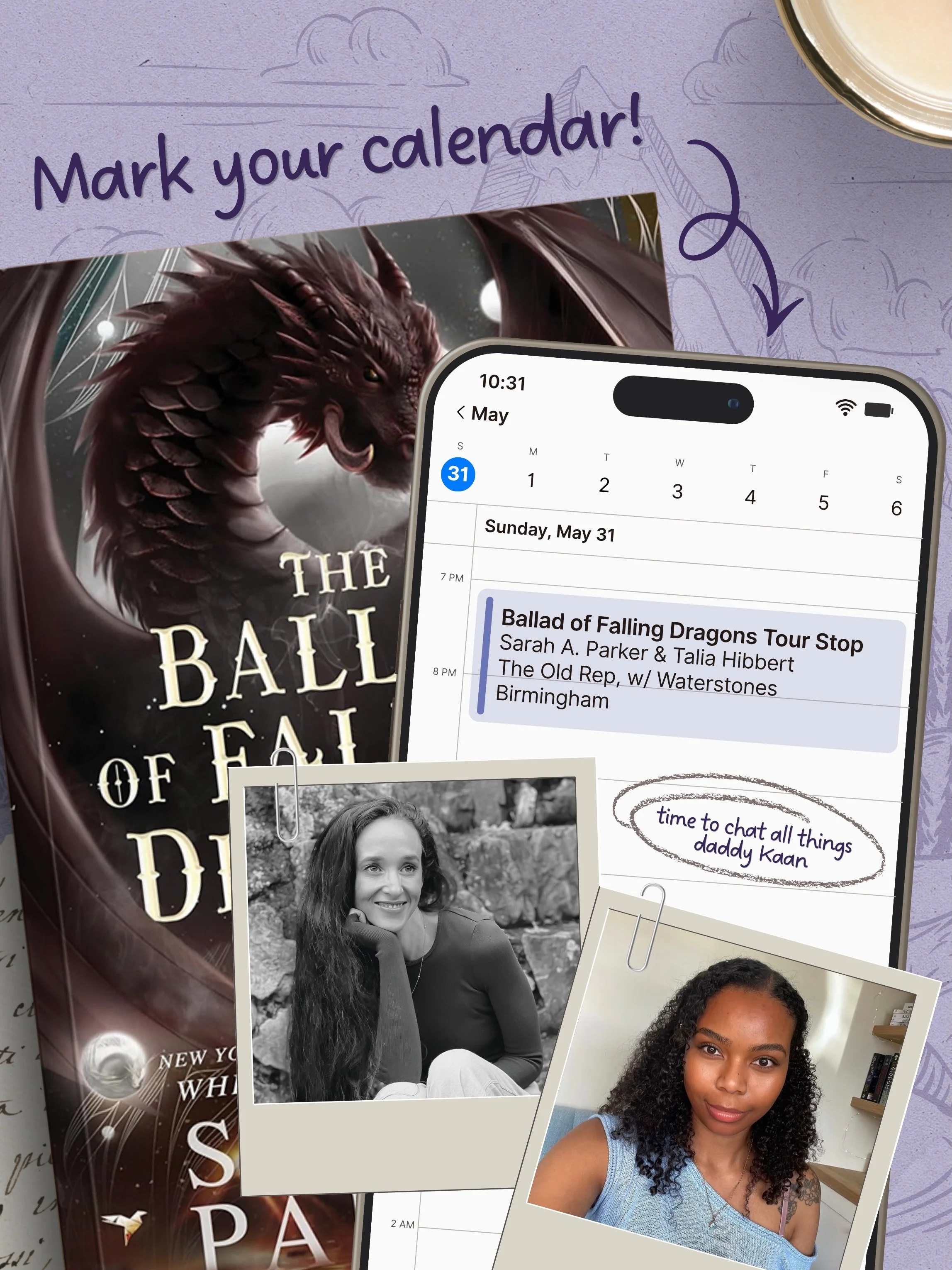 The countdown has begun! Less the one week until I get to chat with the fabulous Sarah A. Parker about romantasy, world-building, and of course, daddy Kaan 😉

Grab your bestie and come join The Ballad of Falling Dragons celebration!

Ticket 🔗 in bi
