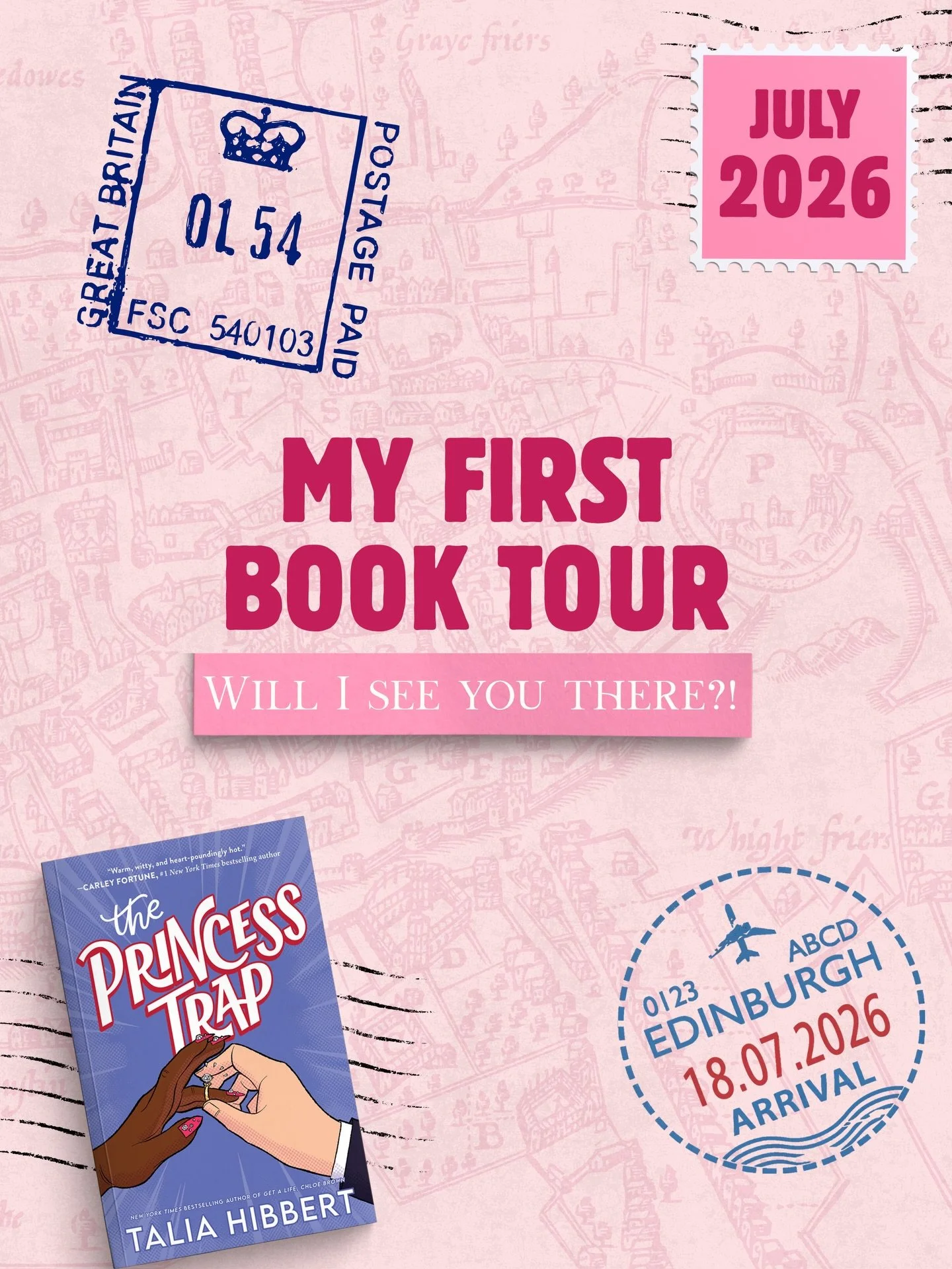 I&rsquo;M GOING ON TOUR!! 💖

Cherry, Prince Ruben and I are hitting the road (well, railways) to come to chat with you about all things The Princess Trap. I will be in conversation with some fabulous authors spilling the tea about my secret project 