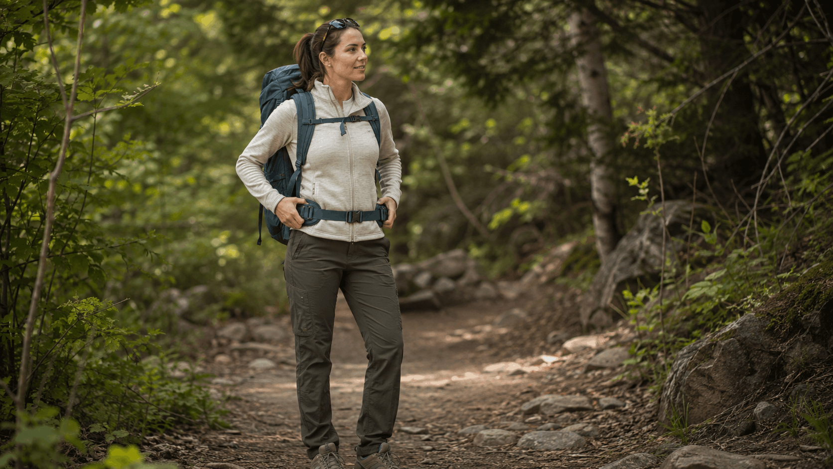 Learn how a beginner hiking backpack should fit, with a clear look at hip belt placement, shoulder strap adjustment, and comfortable pack positioning on the trail.