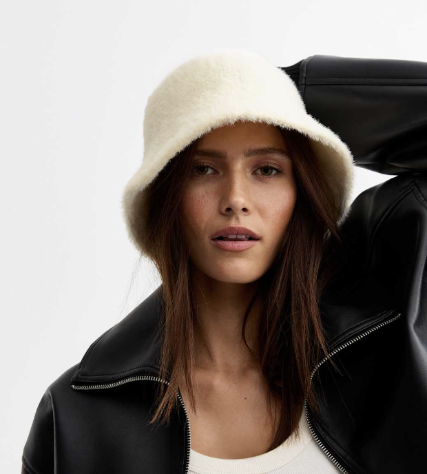 Cream Faux Fur Bucket Hat