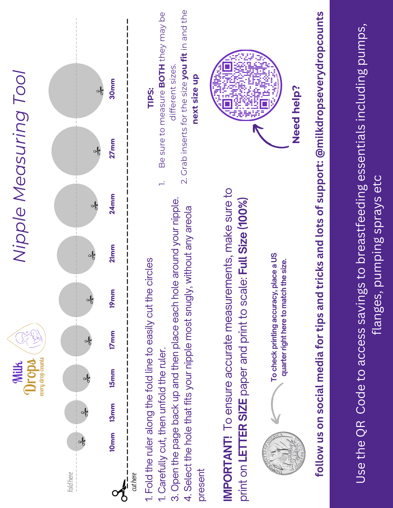 Milk Drops Flange Sizing Ruler