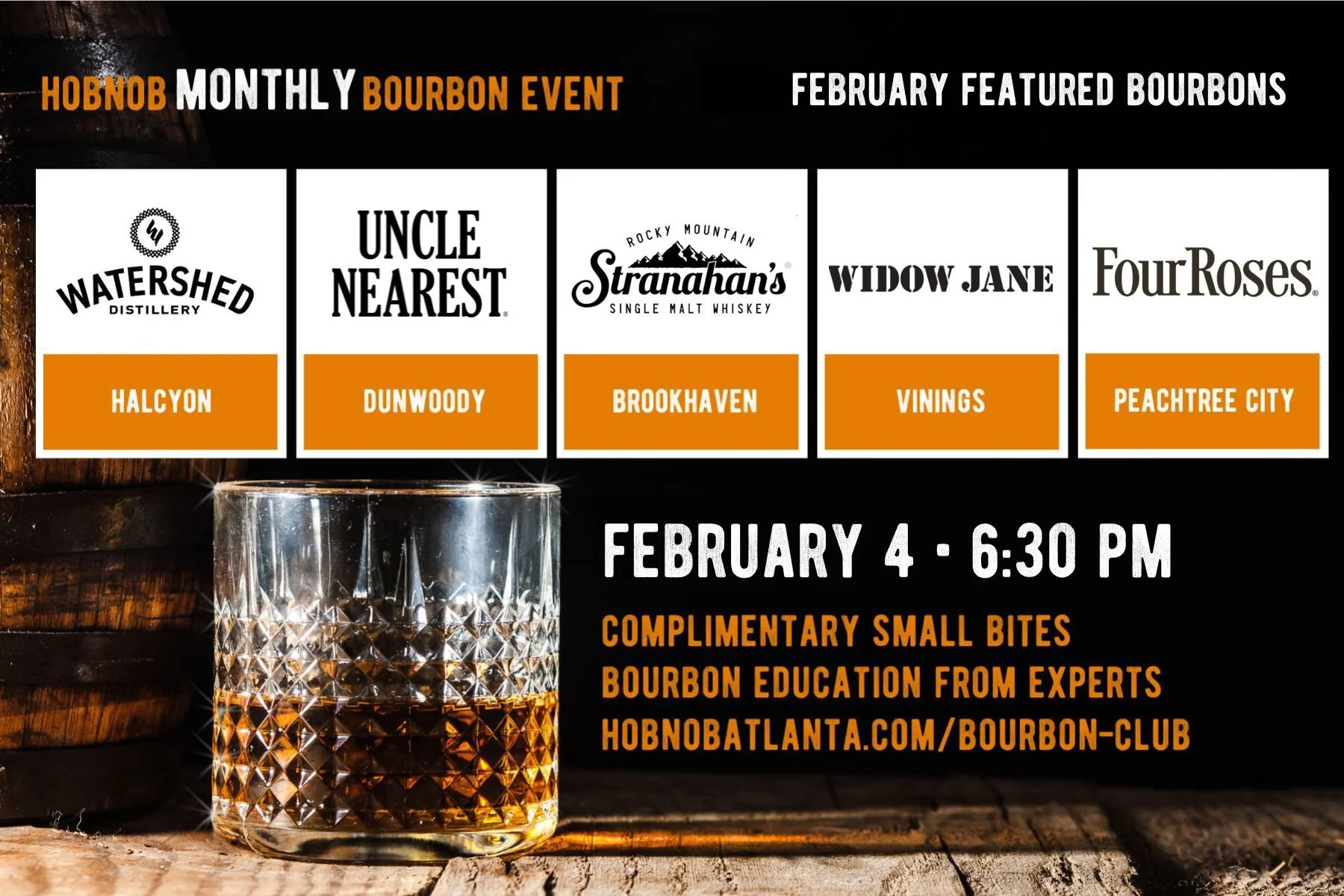 Hobnob Monthly Bourbon Event - February