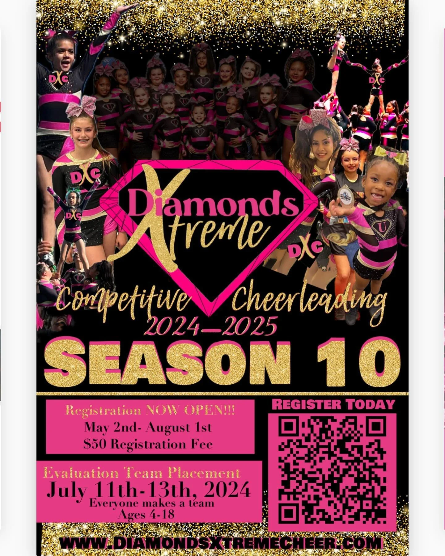Season 10 Registration is now open!!!

💎Mini Mayhem 💎
💎Reckless 💎

Click the link in the bio to pre register 

Don&rsquo;t miss out ! 
.
.
. #cheer #competitioncheer #oxnard #youthofoxnard #oxnardcheer  #competitivecheer #diamondsxtremecheer #szn