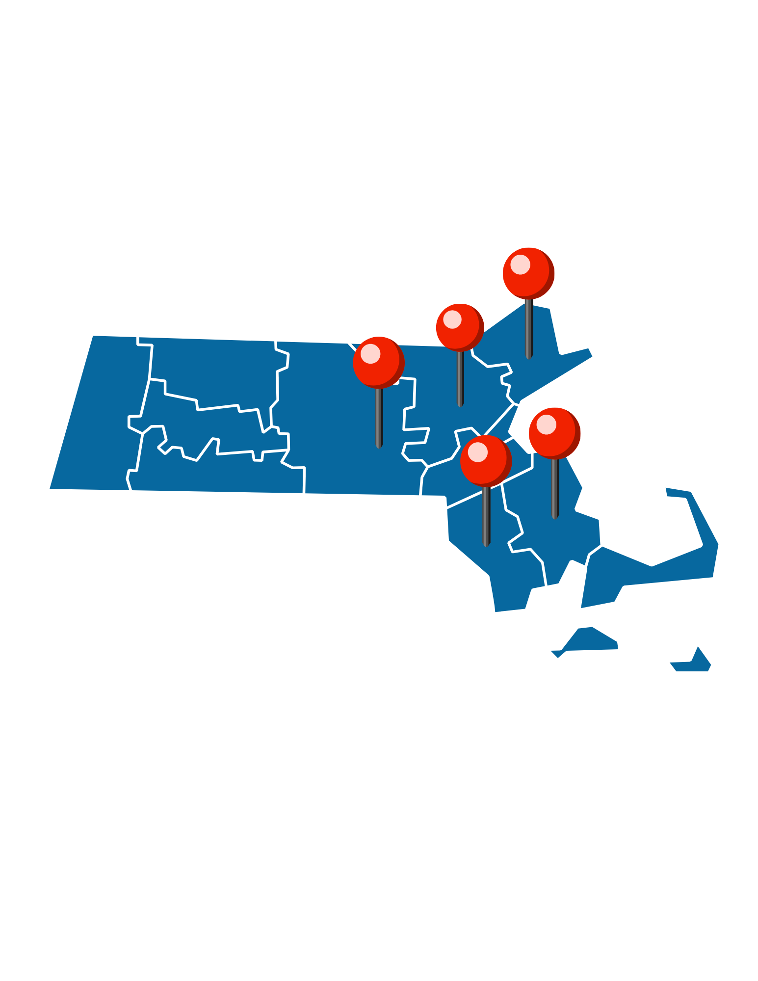 Map of Massachusetts showing additional communities served by Blue Birch College Consulting beyond MetroWest
