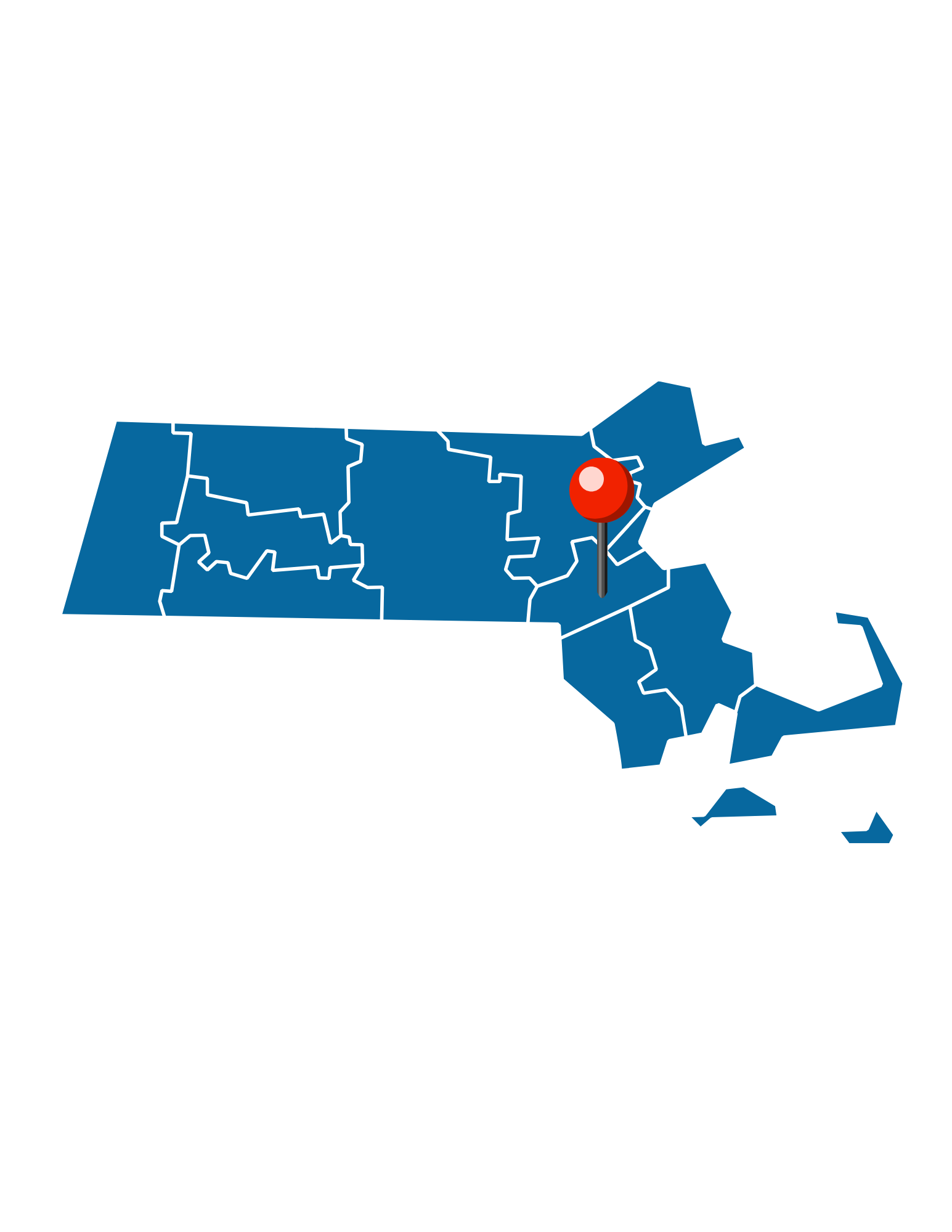 Map of MetroWest and Norfolk County, Massachusetts, showing communities served by Blue Birch College Consulting