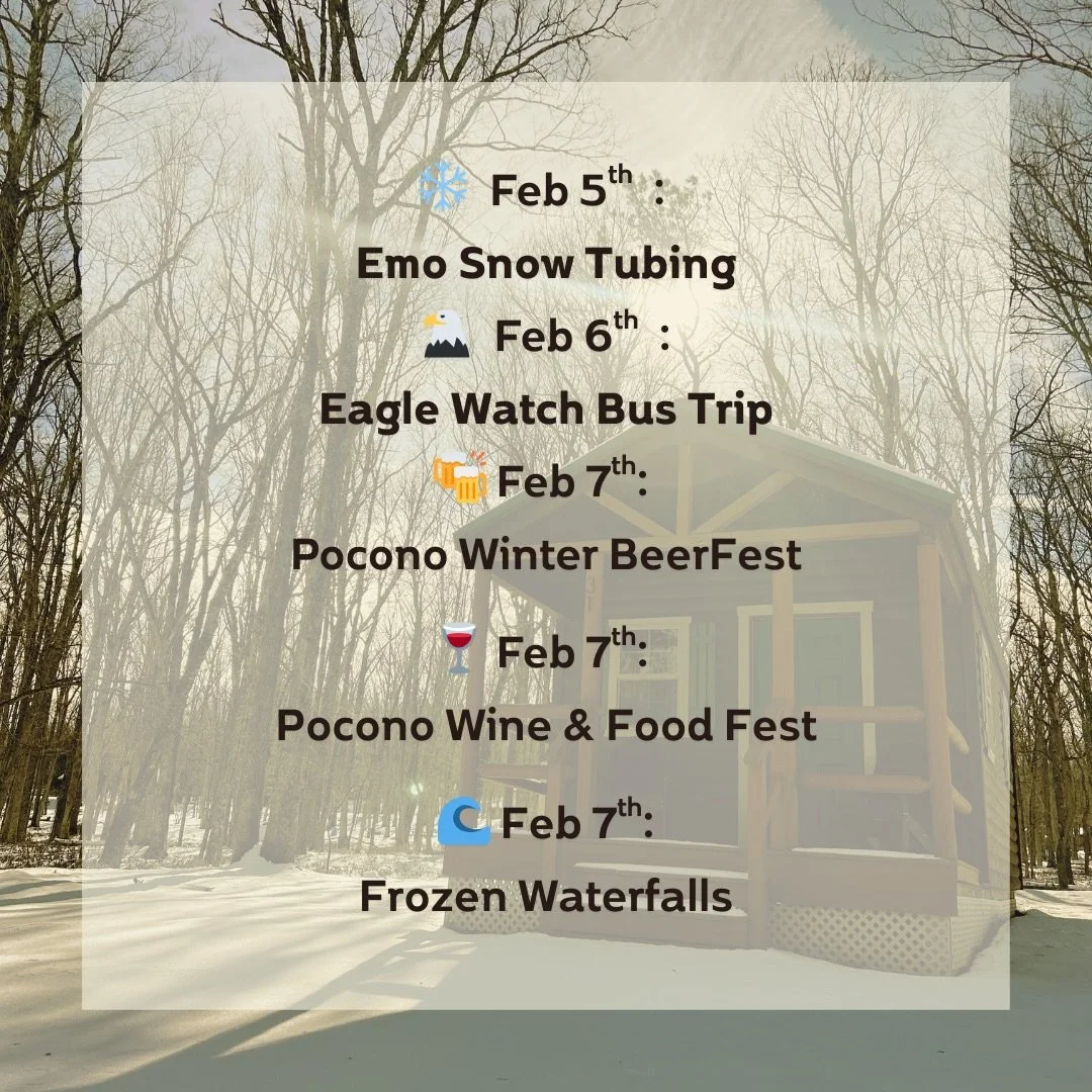 A few things to look forward to this week! 

#poconomtns #poconotourism #glamping #winter #visitpa