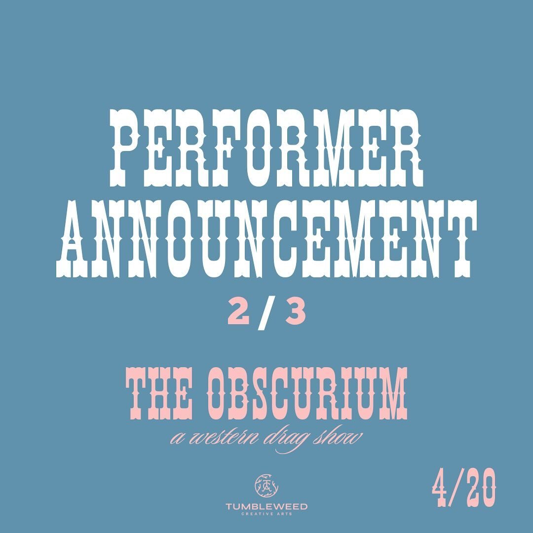 📣 Performer announcement # 2 📣 

The Obscurium is shaping up to be the greatest lineup and tickets are moving fast. Only 33 tickets remaining in tier 2 ($40), before we bump up to our final tickets, which will go for $50. So save money today and bu